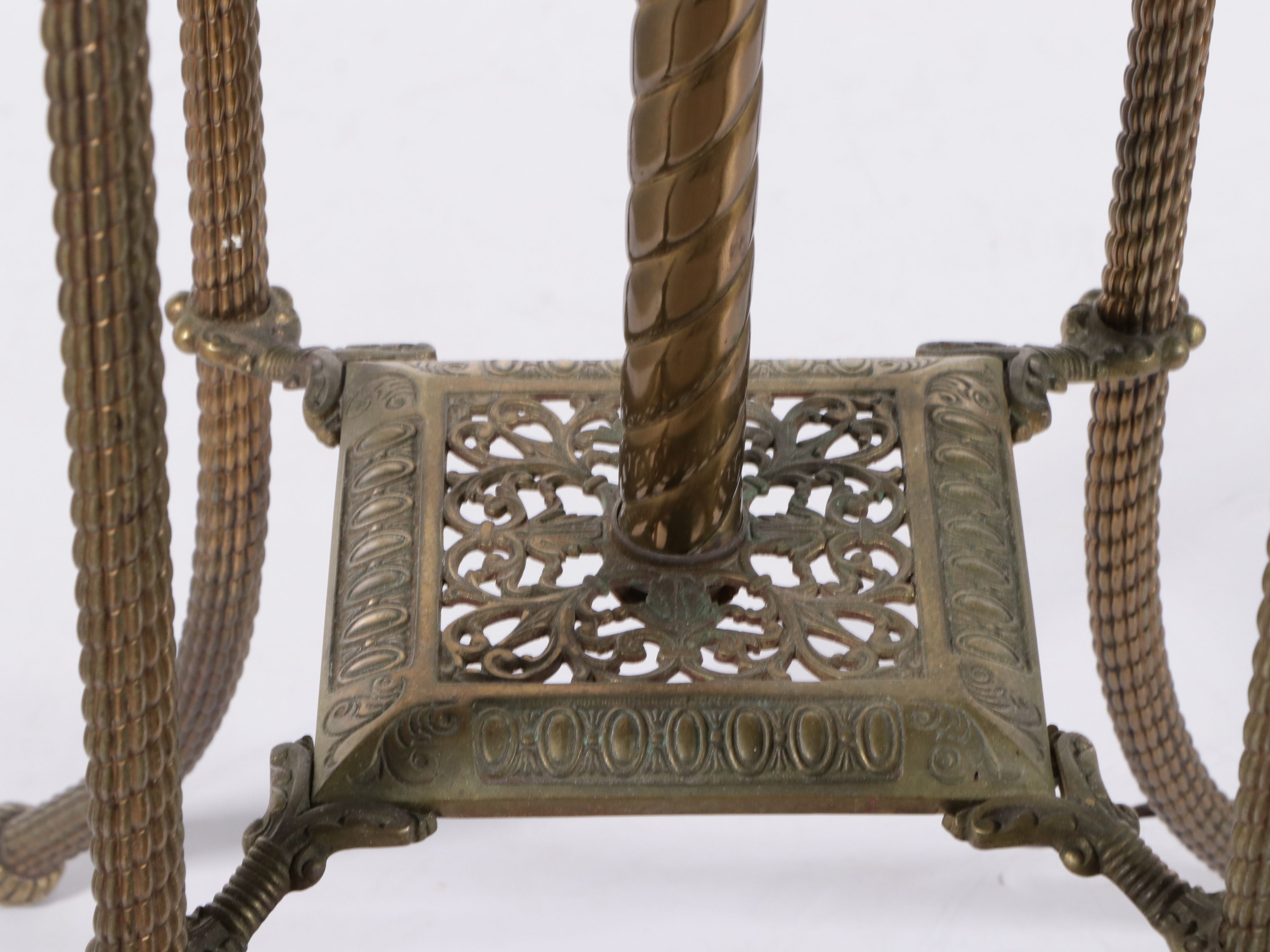 Victorian Juno Lamp Brass and Crystal Piano Oil Floor Lamp, Adapted 20th Century