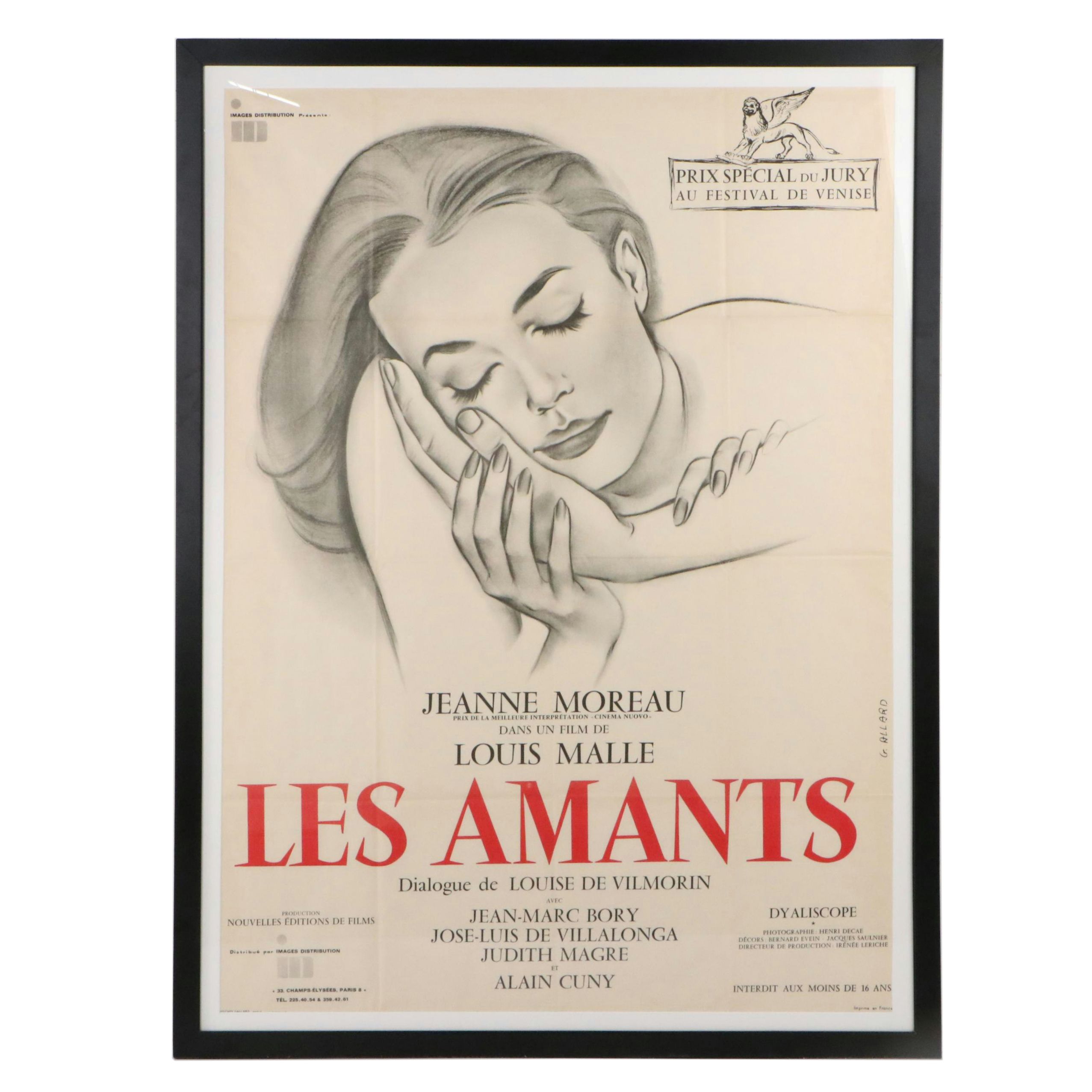 "Les Amants" Offset Lithograph Movie Poster After Georges Allard