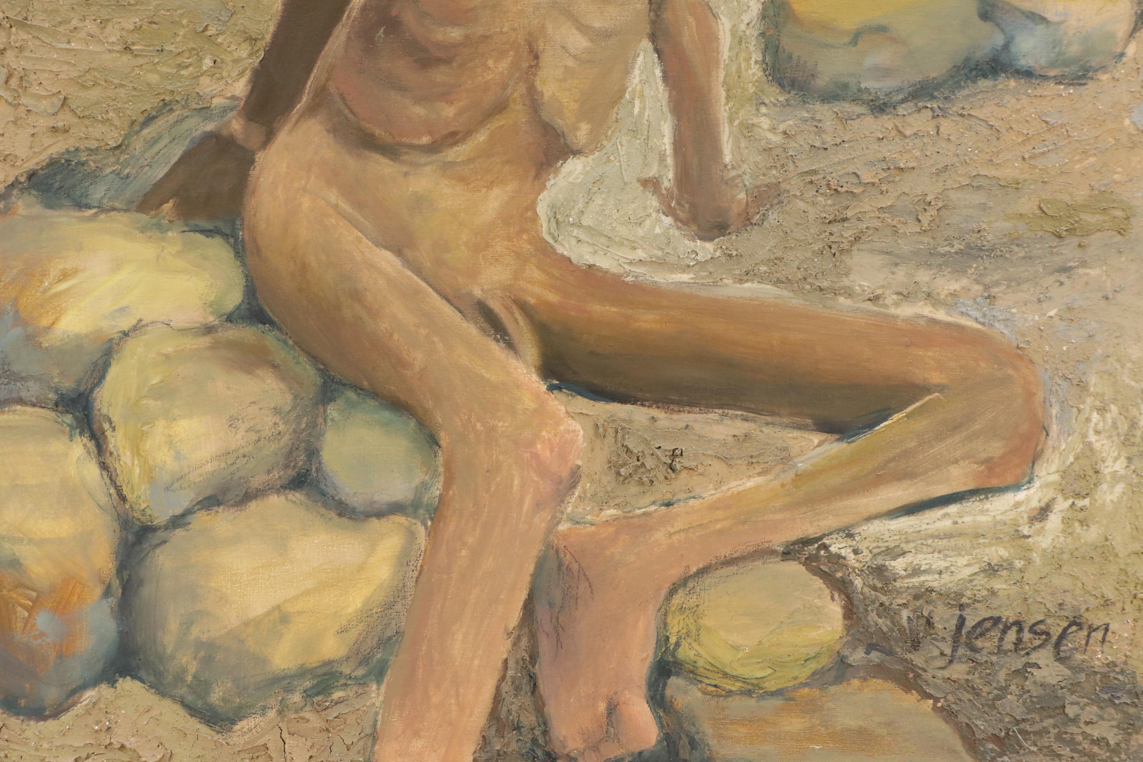 Victoria Jensen Encaustic, Oil, and Sand Painting of Malnourished Child