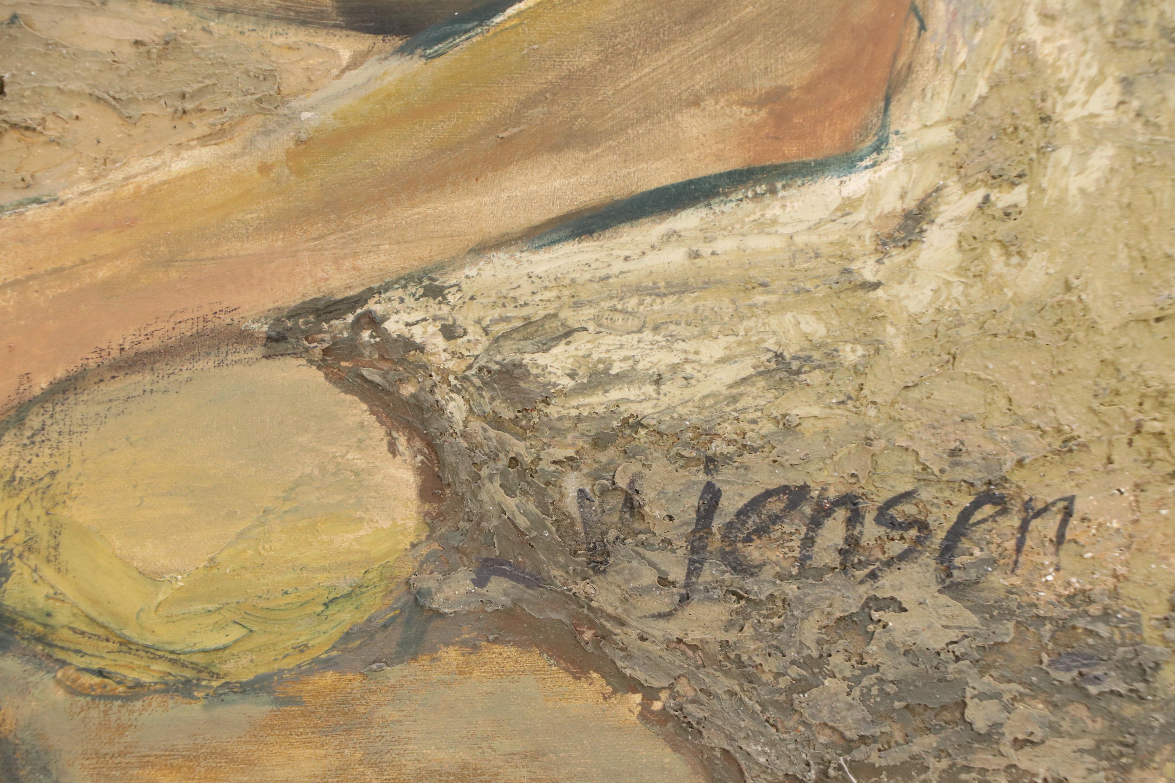 Victoria Jensen Encaustic, Oil, and Sand Painting of Malnourished Child