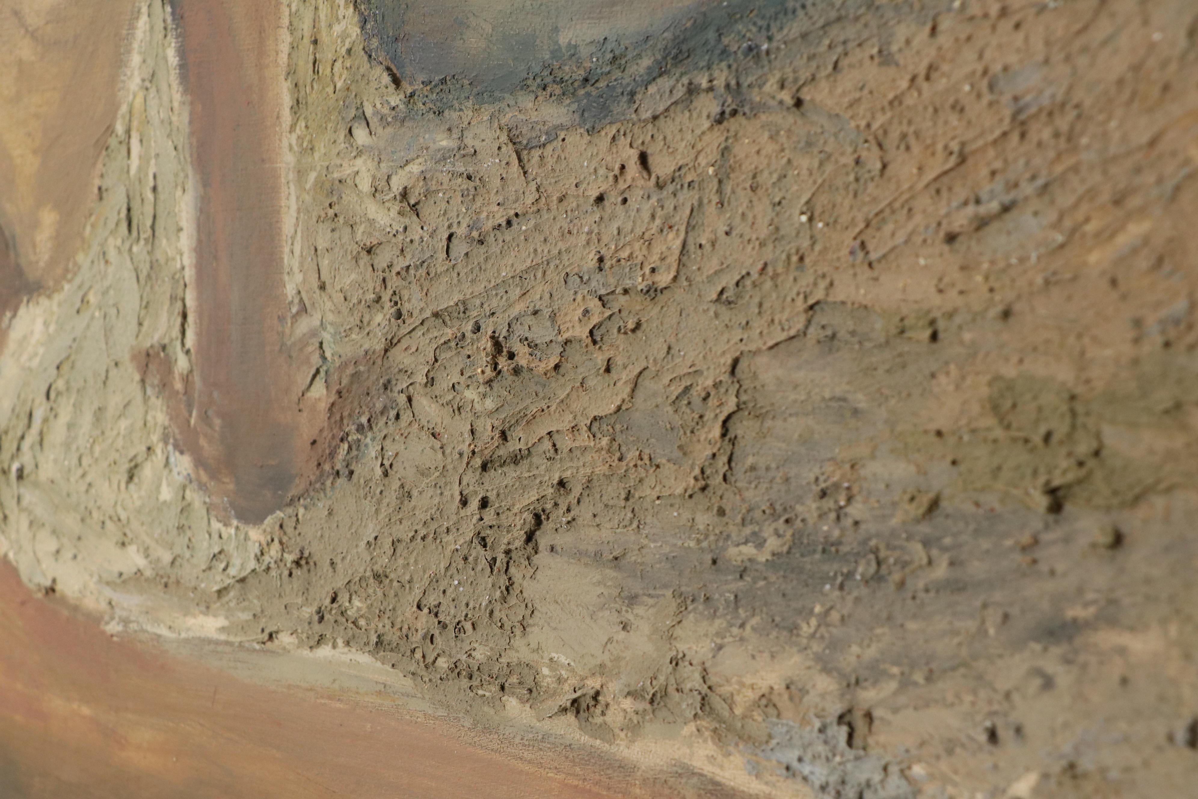 Victoria Jensen Encaustic, Oil, and Sand Painting of Malnourished Child
