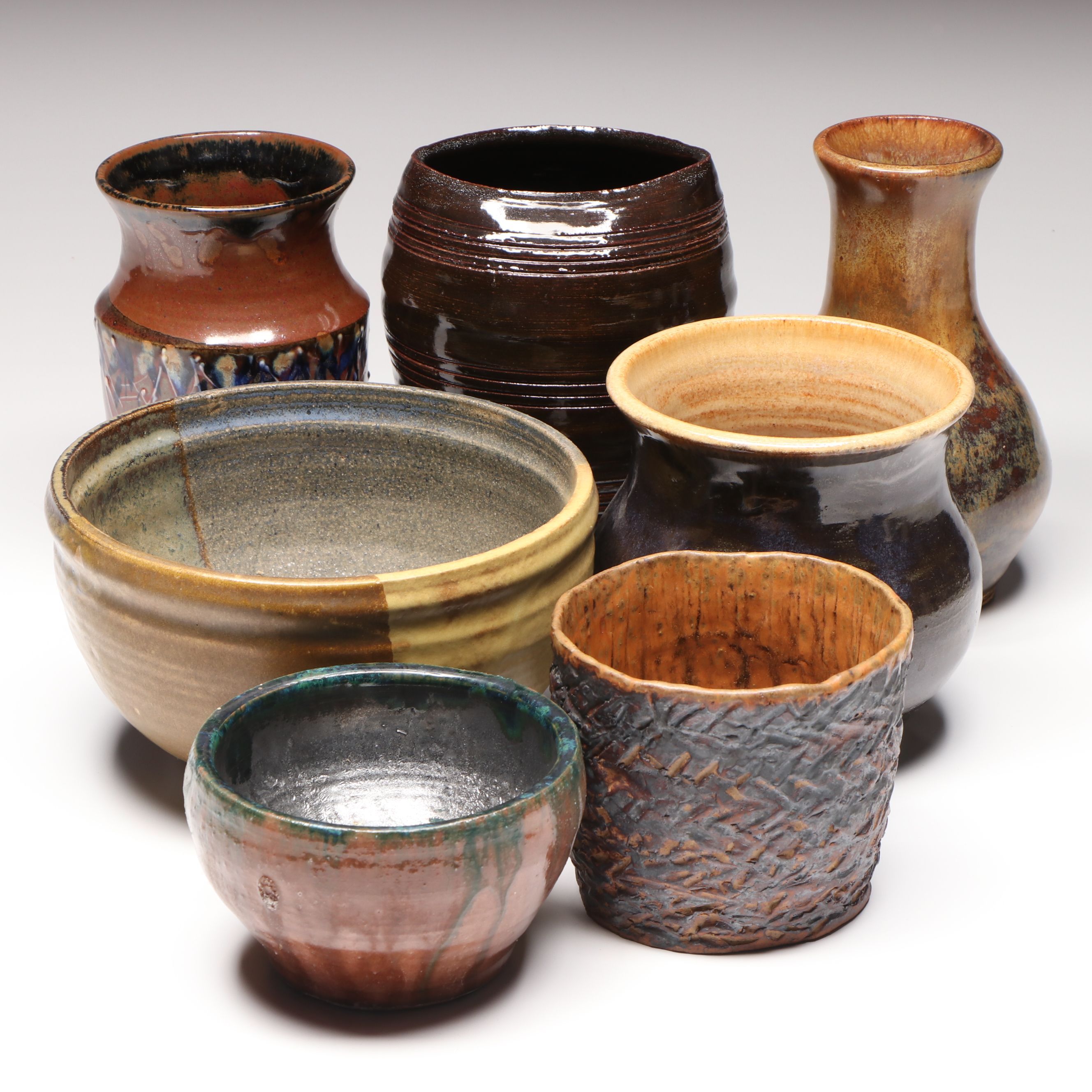 William Lutz and Other Art Pottery Vases and Bowls