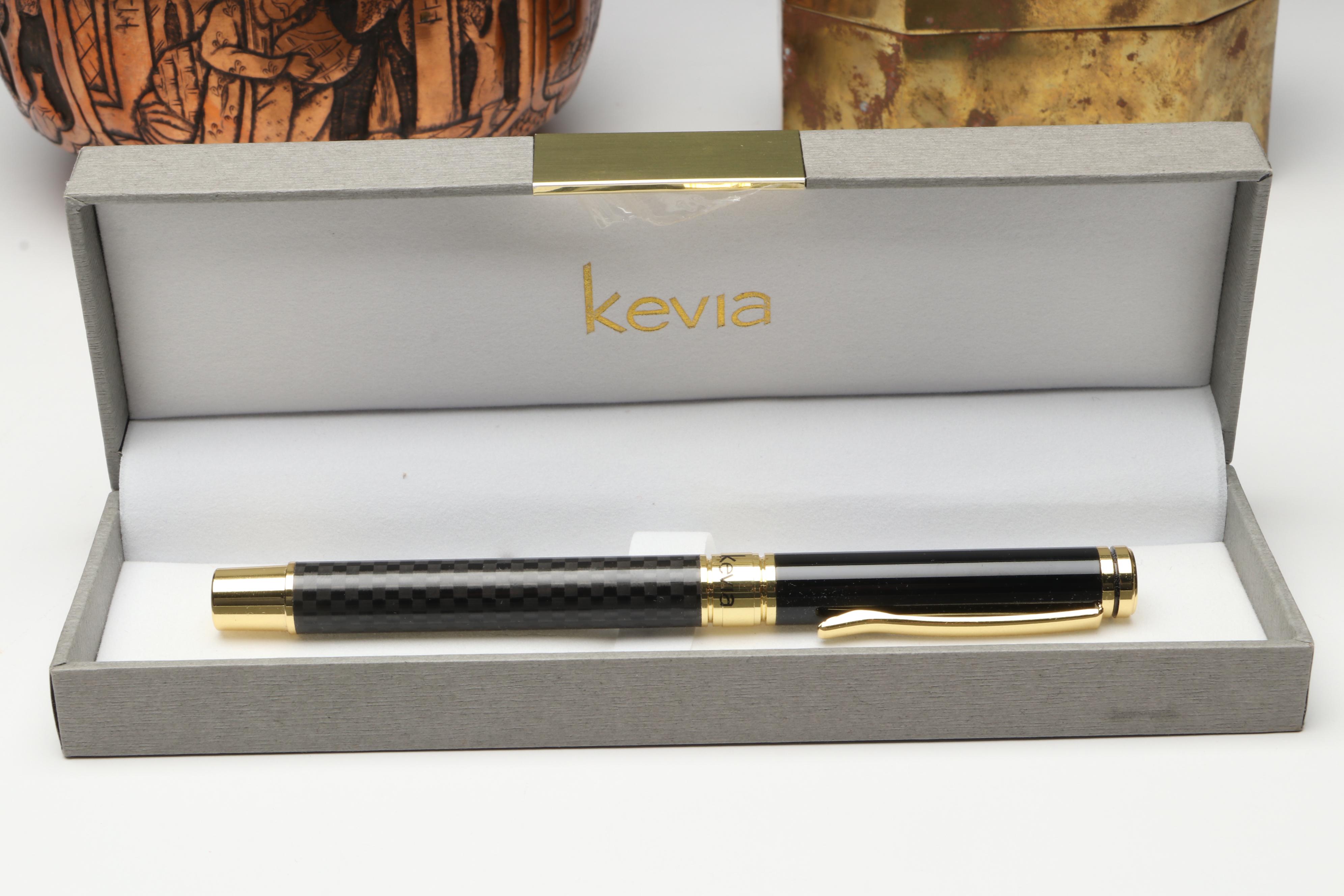 Kevia "Tagebuch" Fountain Pen with Mother-of-Pearl, Brass and Copper Boxes