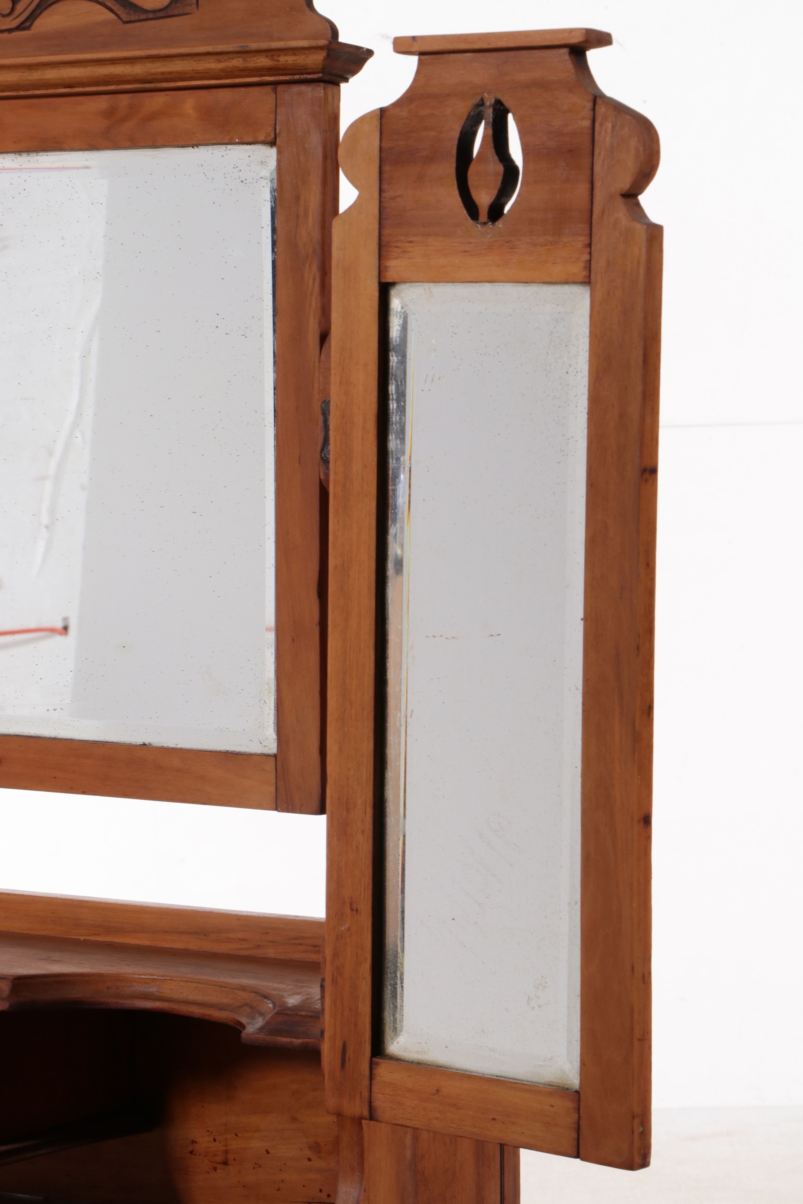 Victorian Eastlake Satinwood Tri-Fold Mirror Dresser, Late 19th/Early 20th C.
