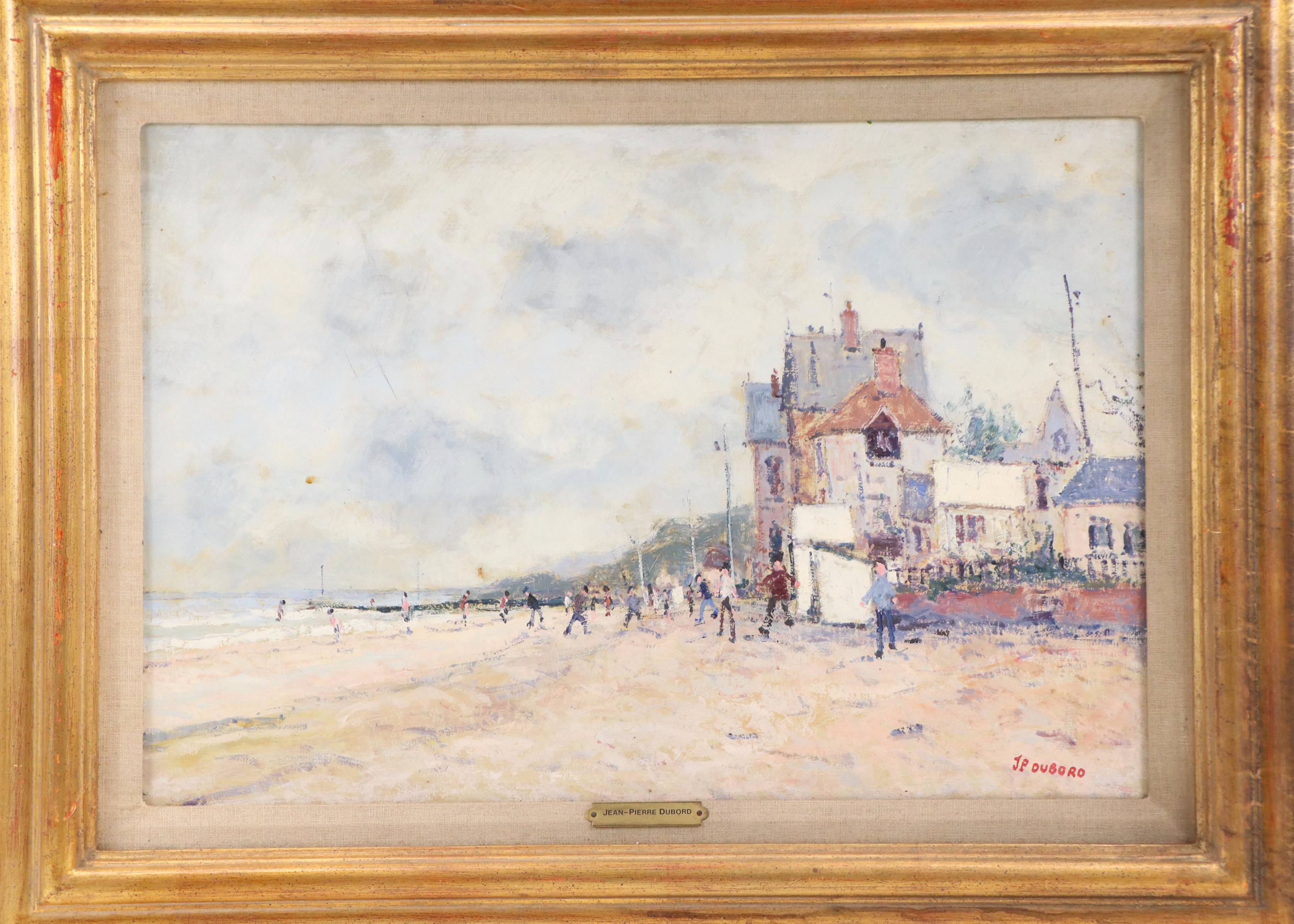Jean-Pierre Dubord French Beach Scene Oil Painting, Circa 1980