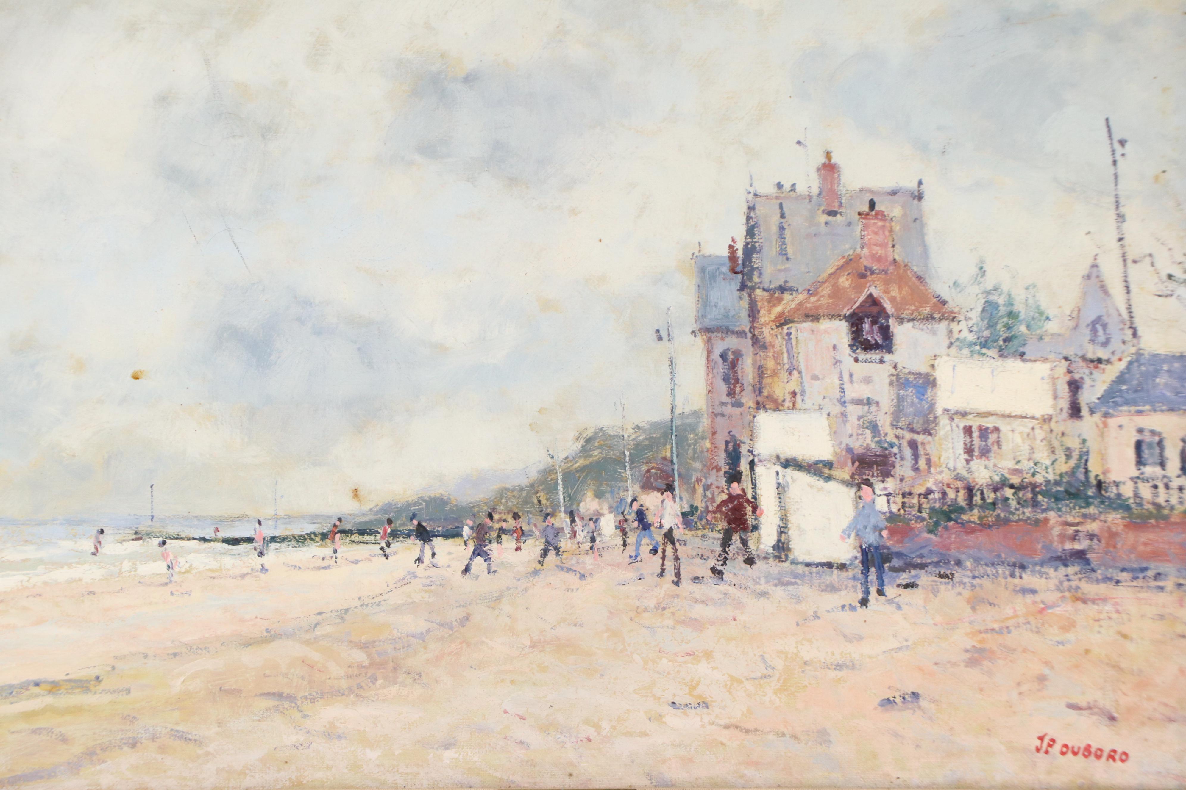 Jean-Pierre Dubord French Beach Scene Oil Painting, Circa 1980