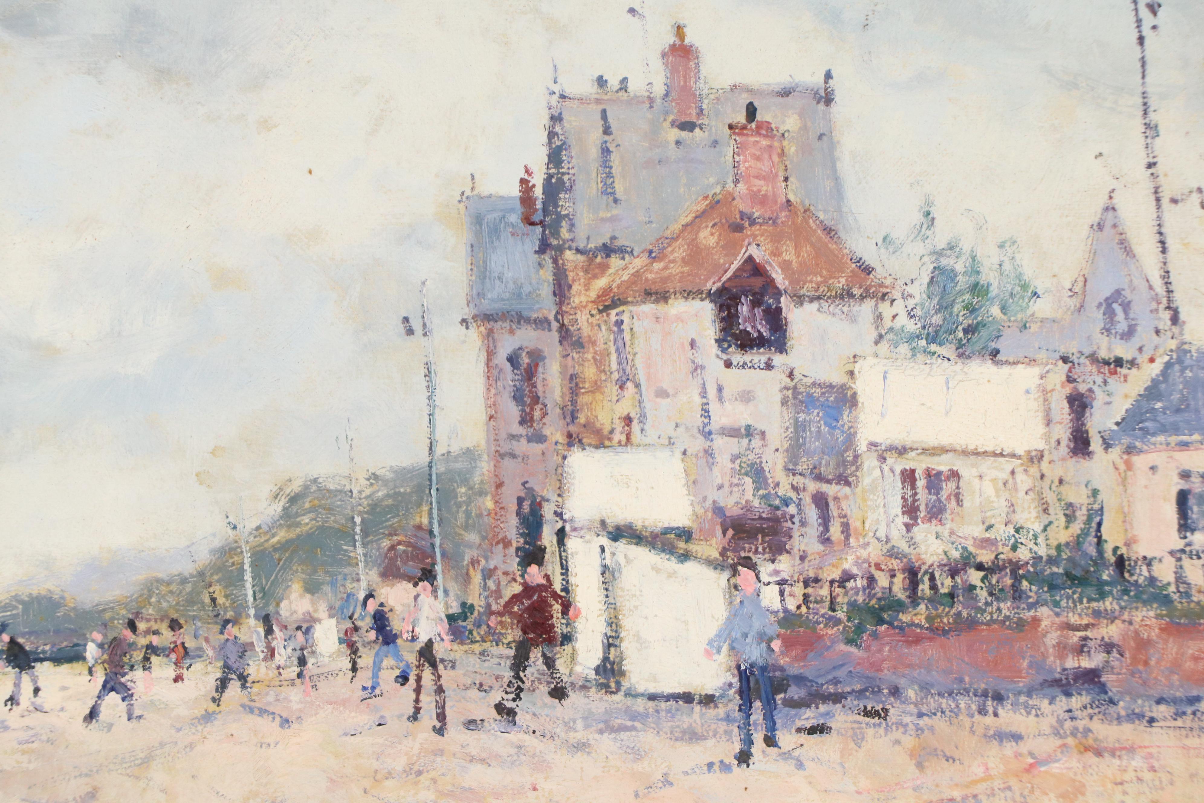 Jean-Pierre Dubord French Beach Scene Oil Painting, Circa 1980