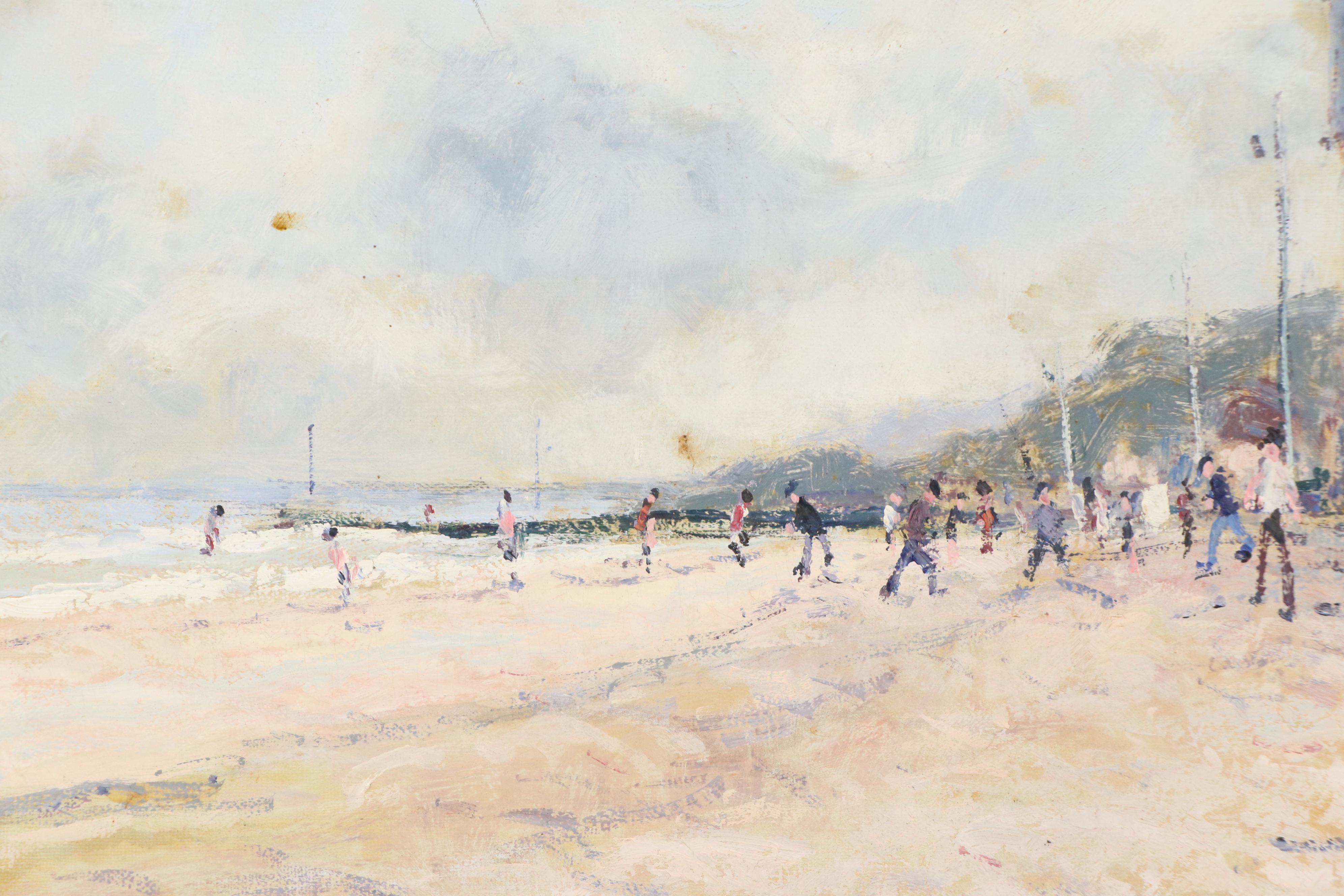 Jean-Pierre Dubord French Beach Scene Oil Painting, Circa 1980