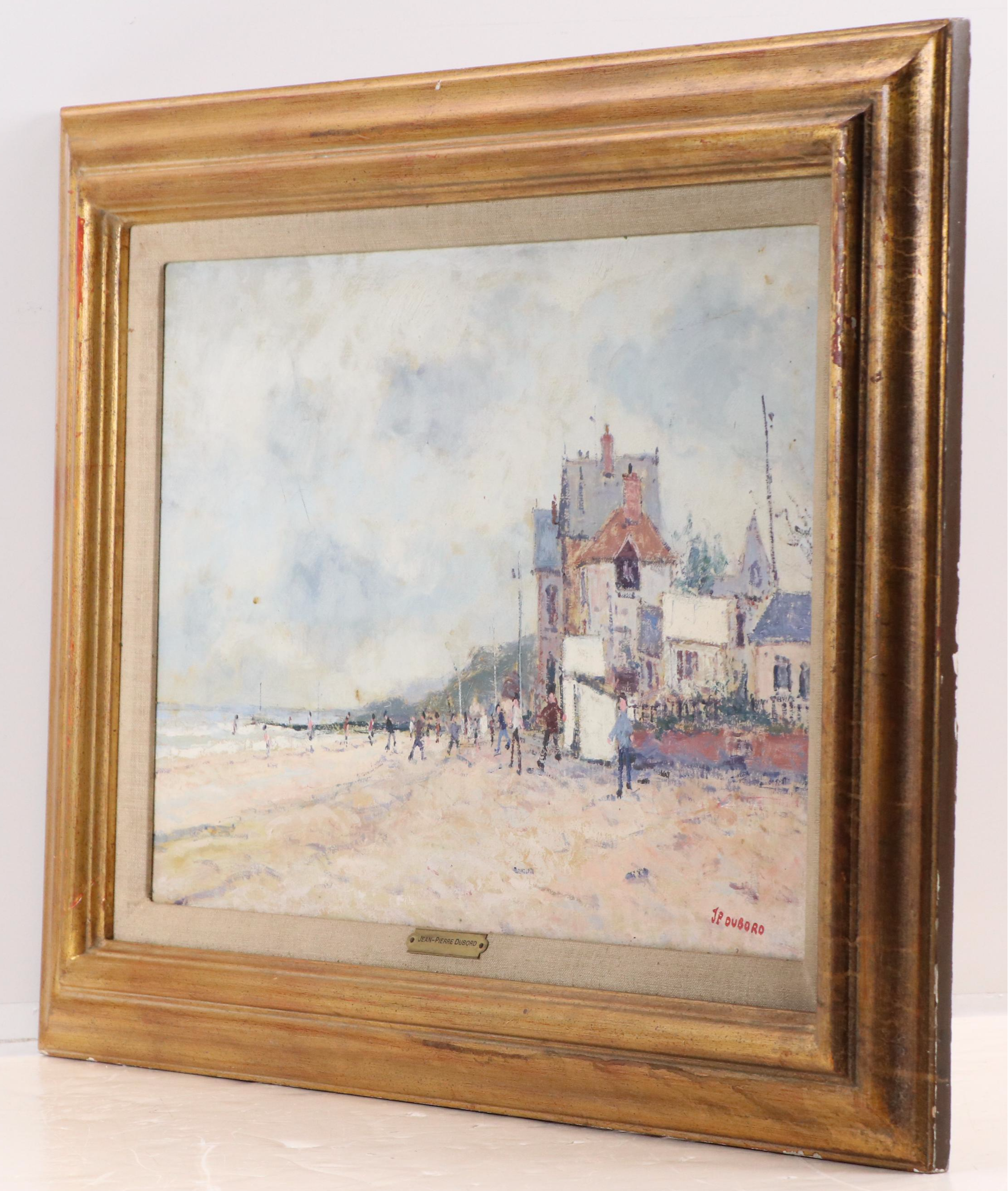 Jean-Pierre Dubord French Beach Scene Oil Painting, Circa 1980