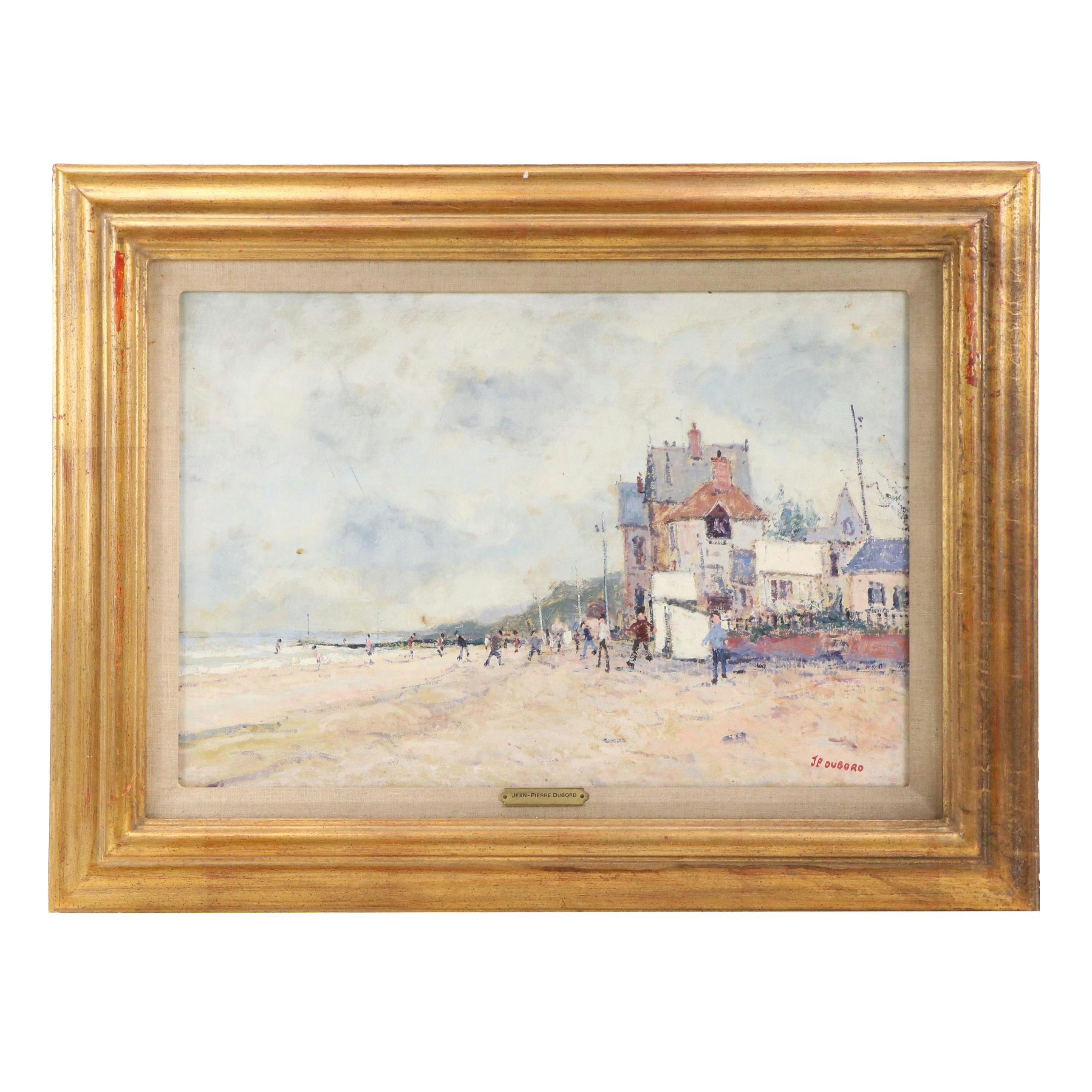 Jean-Pierre Dubord French Beach Scene Oil Painting, Circa 1980