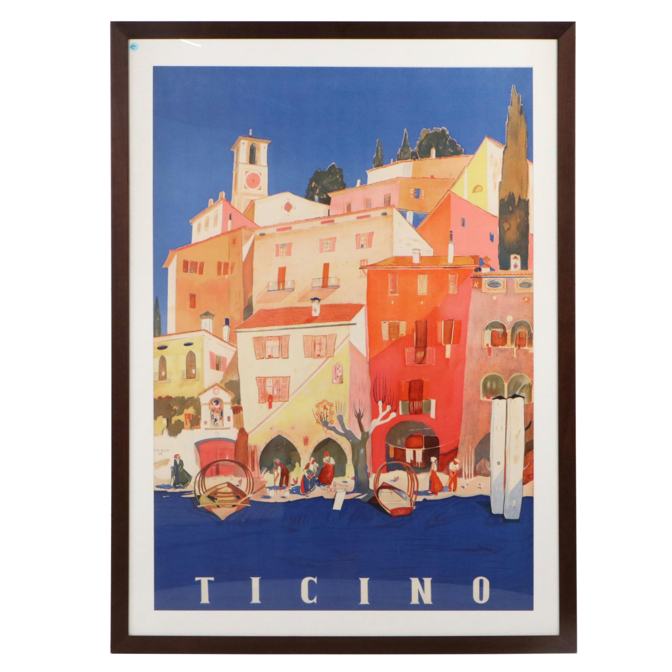 Swedish Tourism Advertisement Lithograph Poster After Daniele Buzzi "Ticino"