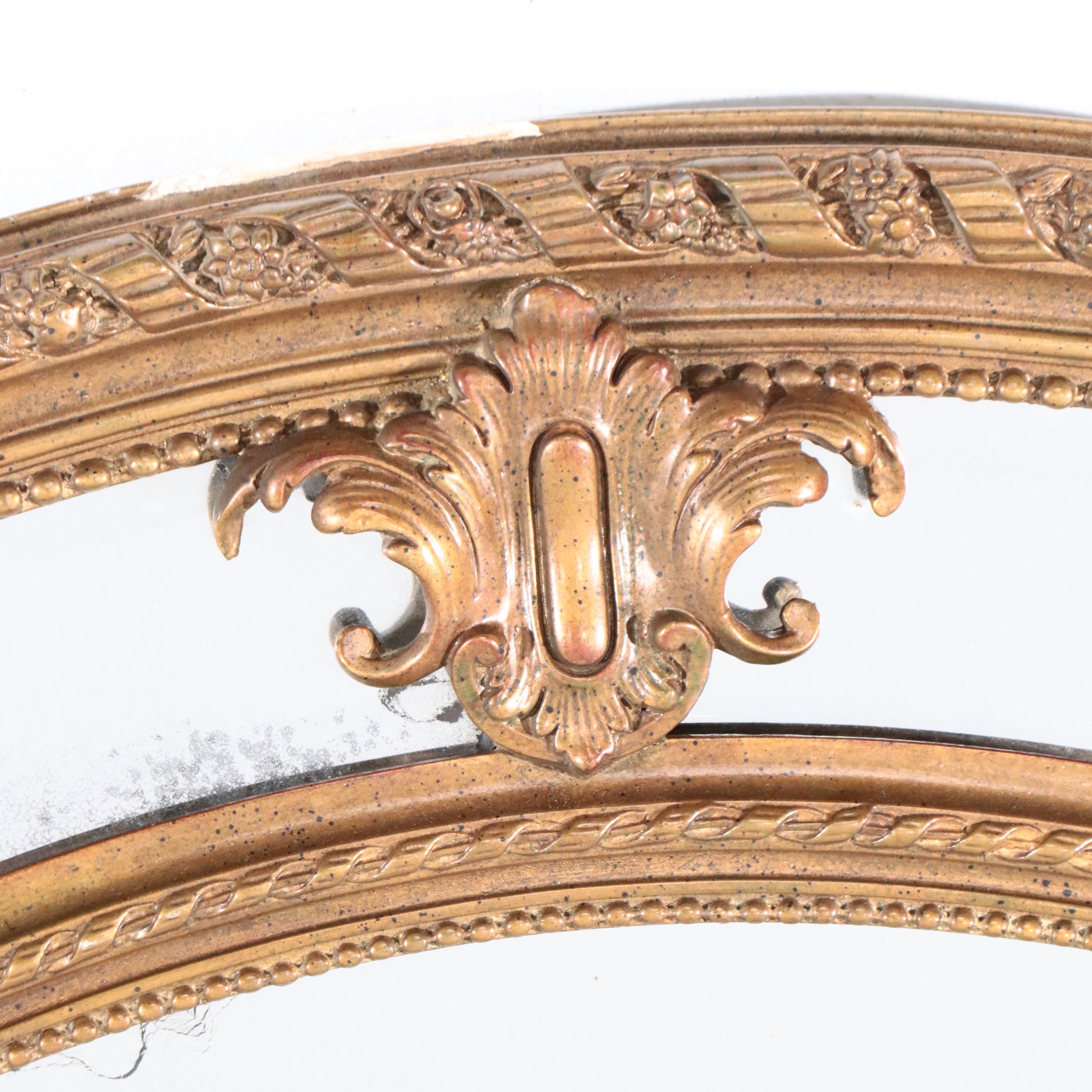 Napoleon III Carved Giltwood Oval Marginal Mirror, Late 19th Century