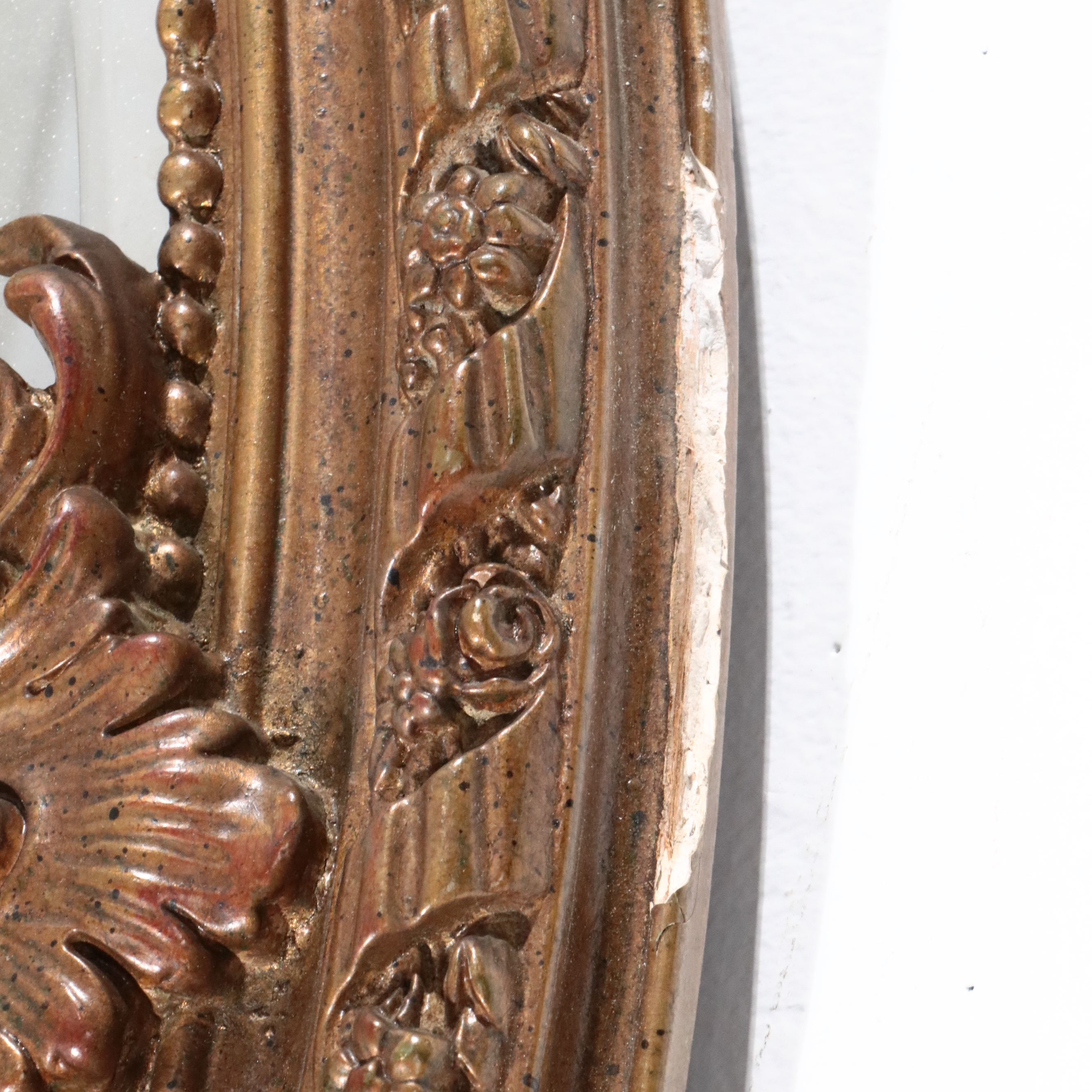 Napoleon III Carved Giltwood Oval Marginal Mirror, Late 19th Century