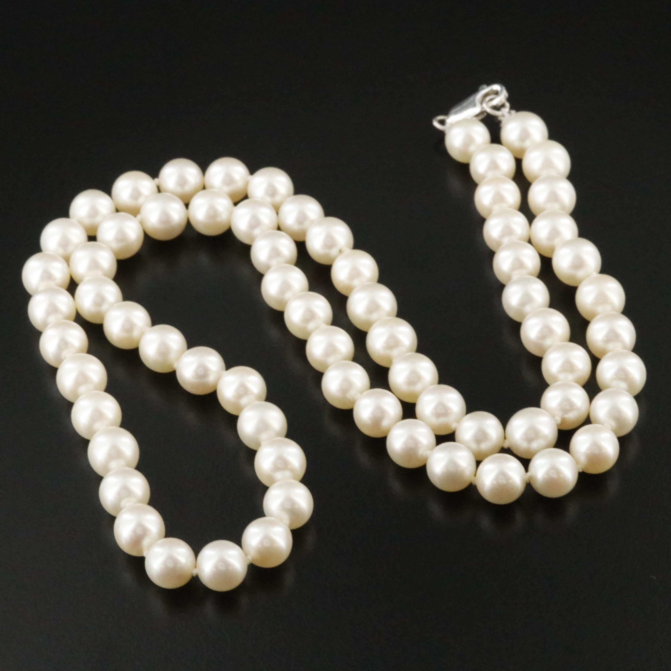 Pearl Necklace with Sterling Clasp