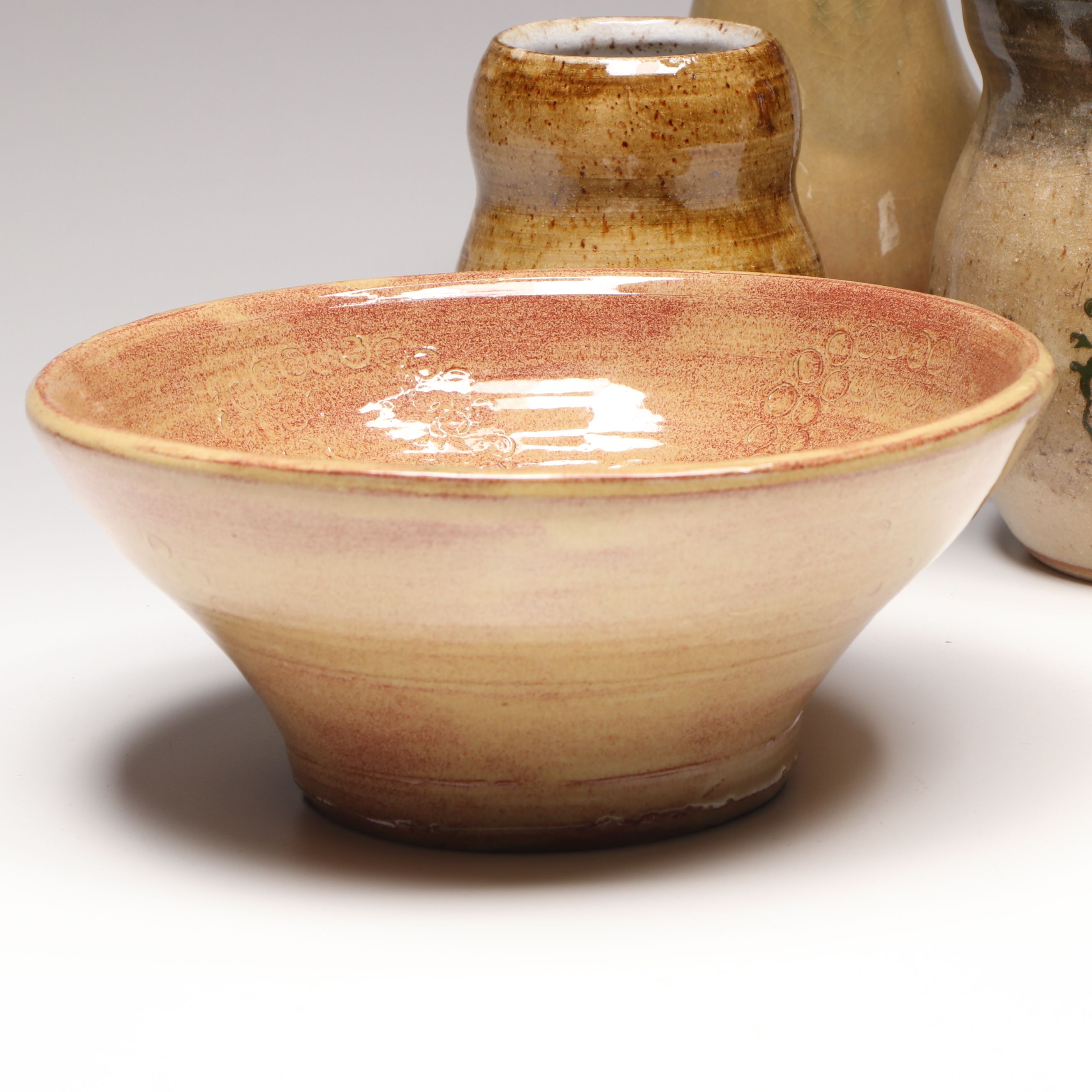 William Lutz Art Pottery Stoneware Vases and Bowls