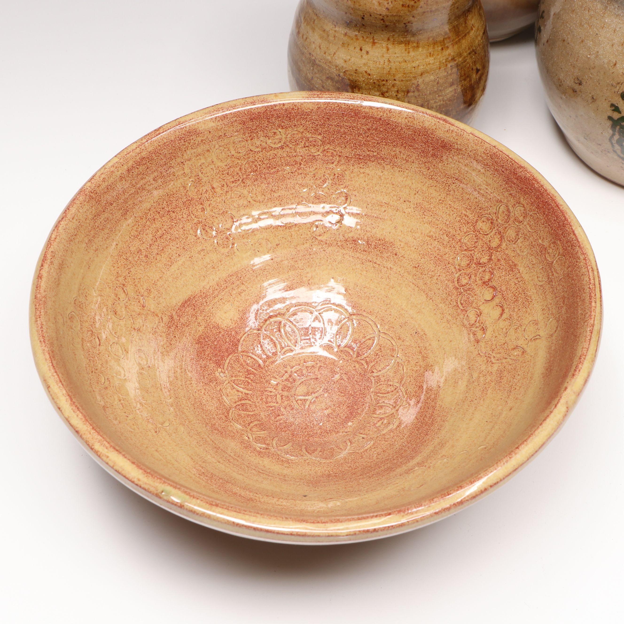 William Lutz Art Pottery Stoneware Vases and Bowls