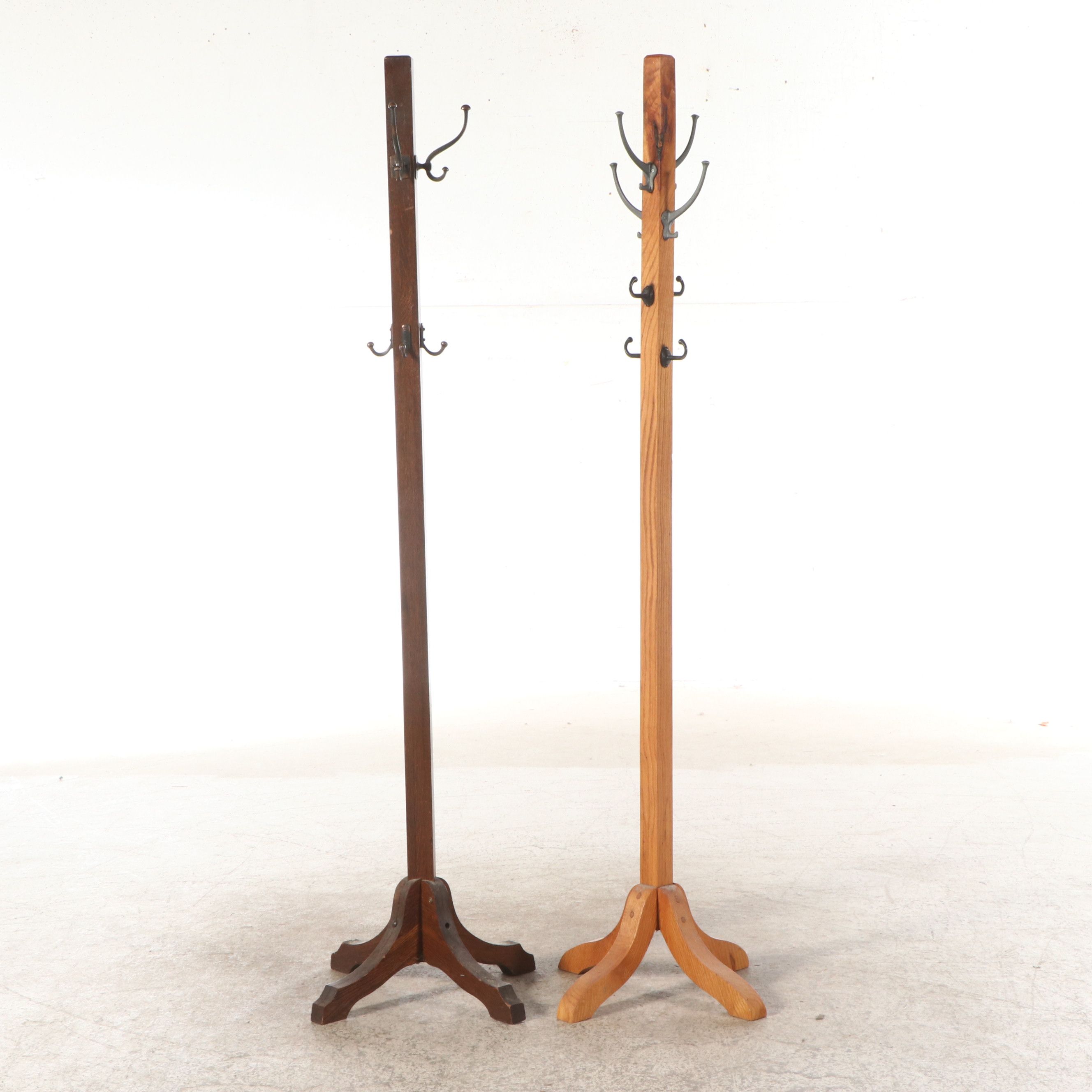 Art Deco Style Oak Coat Racks, Early to Mid-20th Century