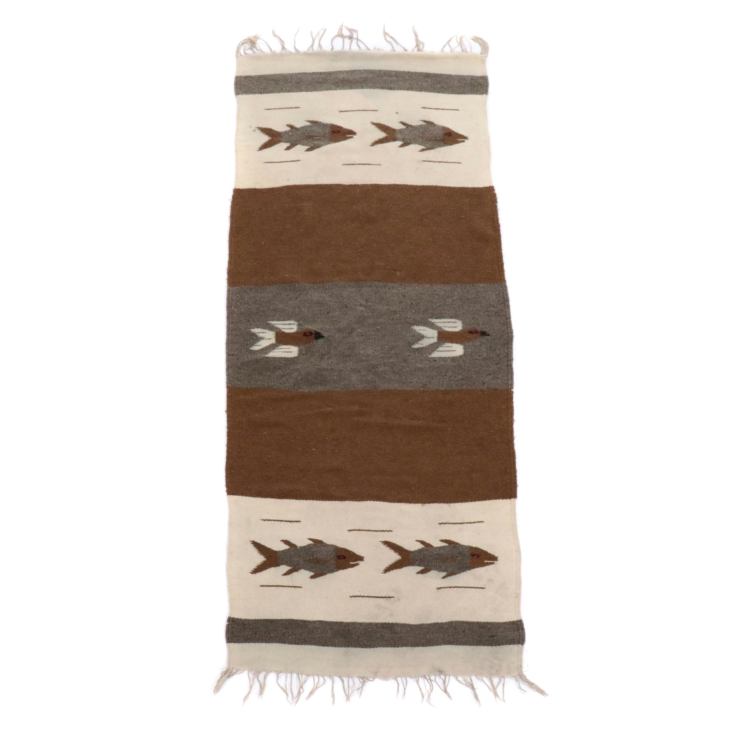 2'6 x 6'1 Handwoven Mexican Chimayo Carpet Runner