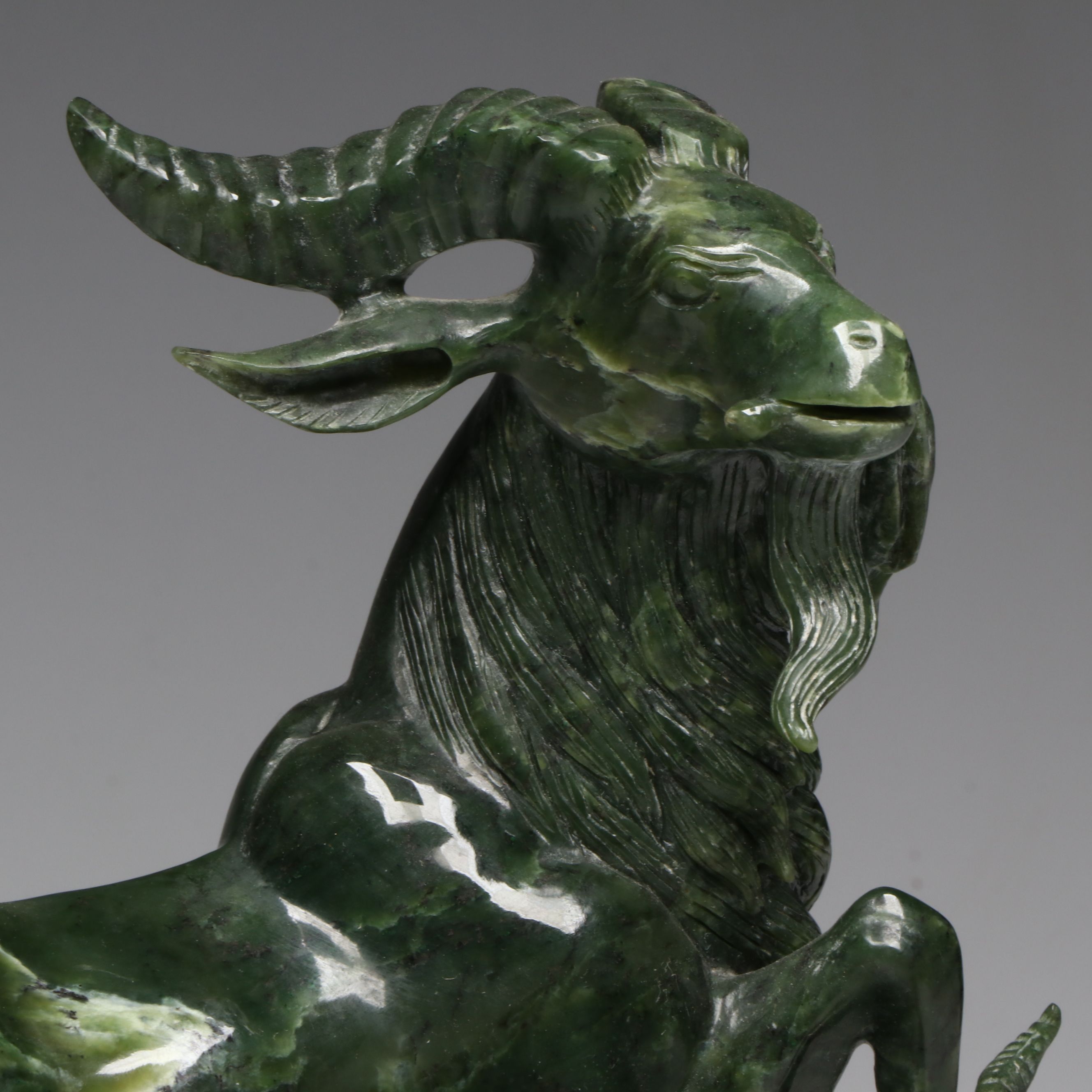 Chinese Carved Nephrite Mountain Goats Figural Group