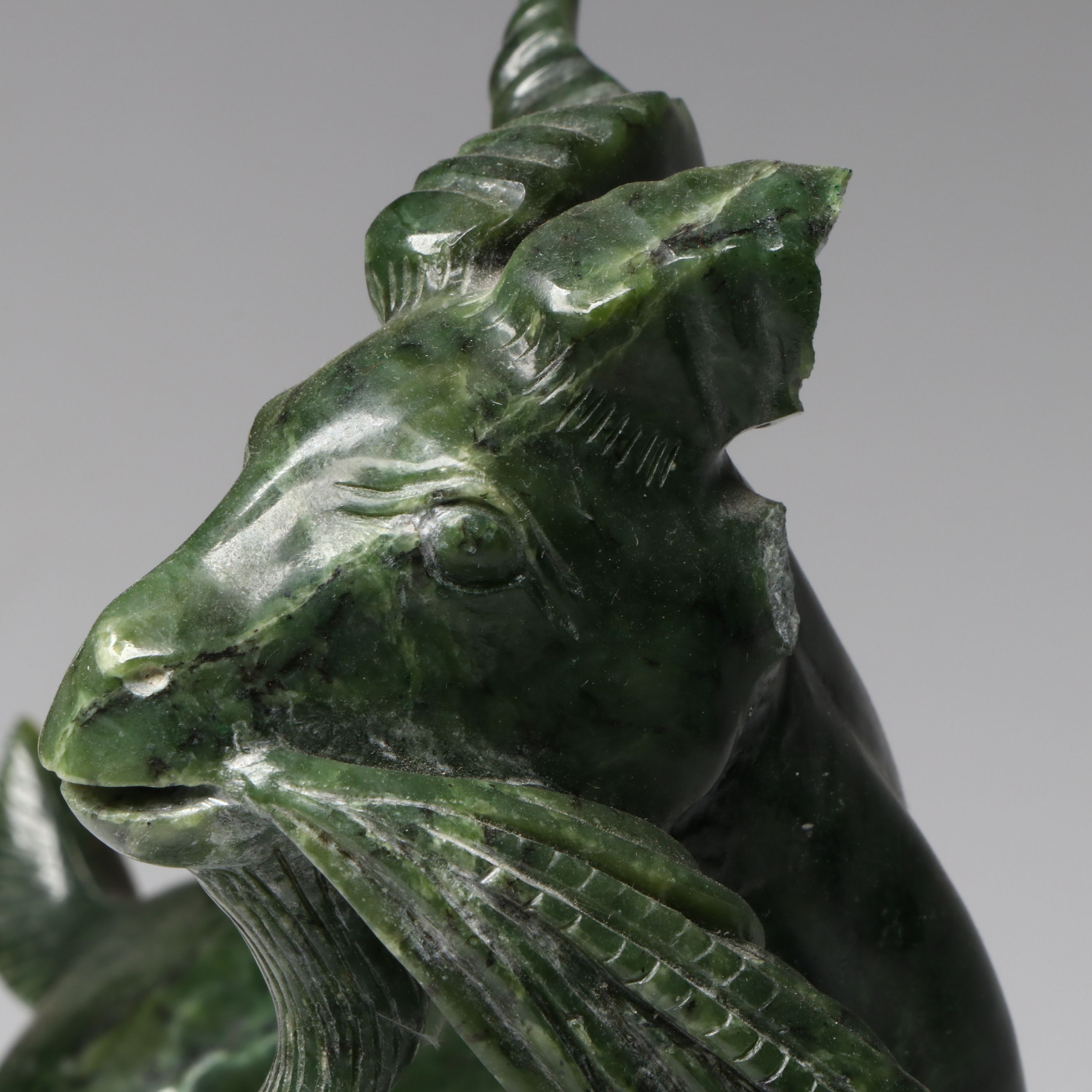 Chinese Carved Nephrite Mountain Goats Figural Group