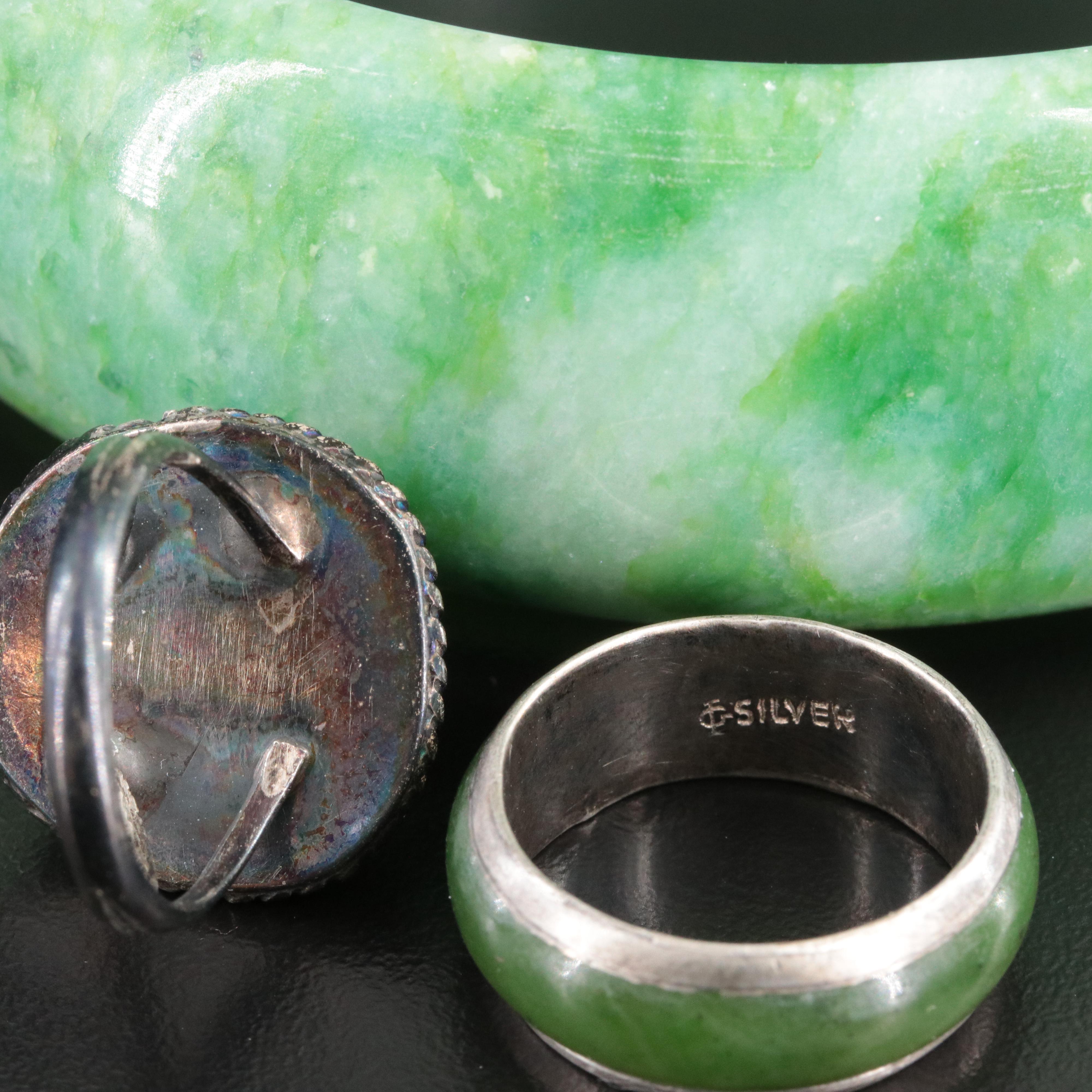 Sterling Jewelry Collection Including Jadeite and Turquoise