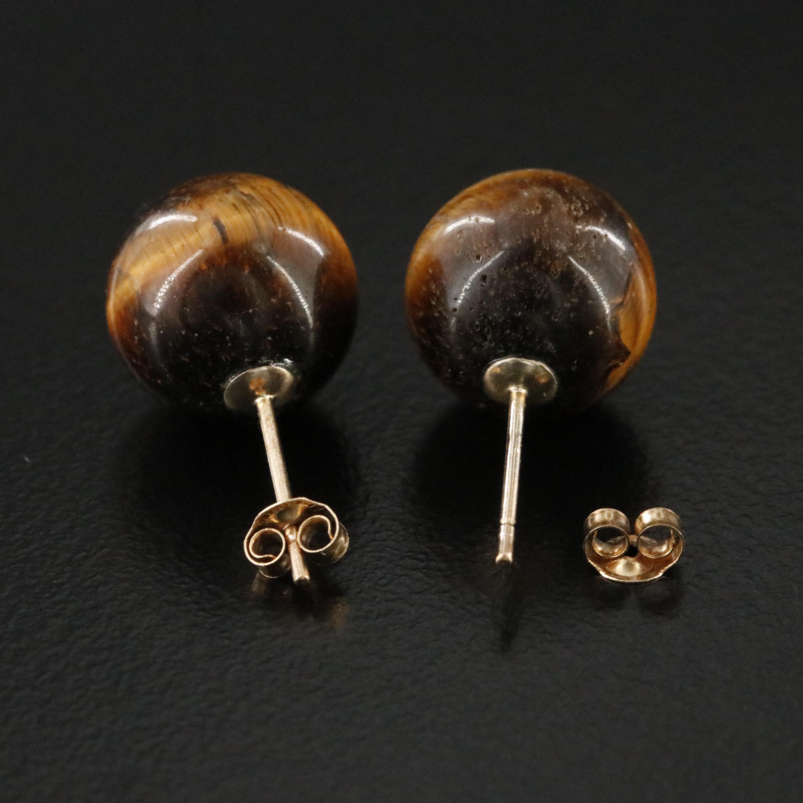 10K Tiger's Eye Earrings
