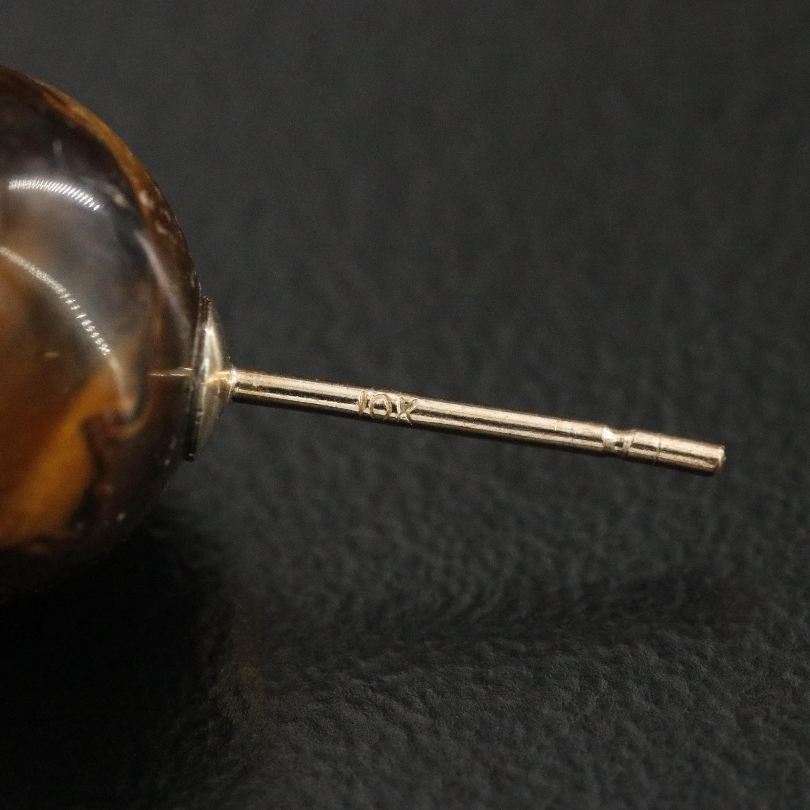 10K Tiger's Eye Earrings
