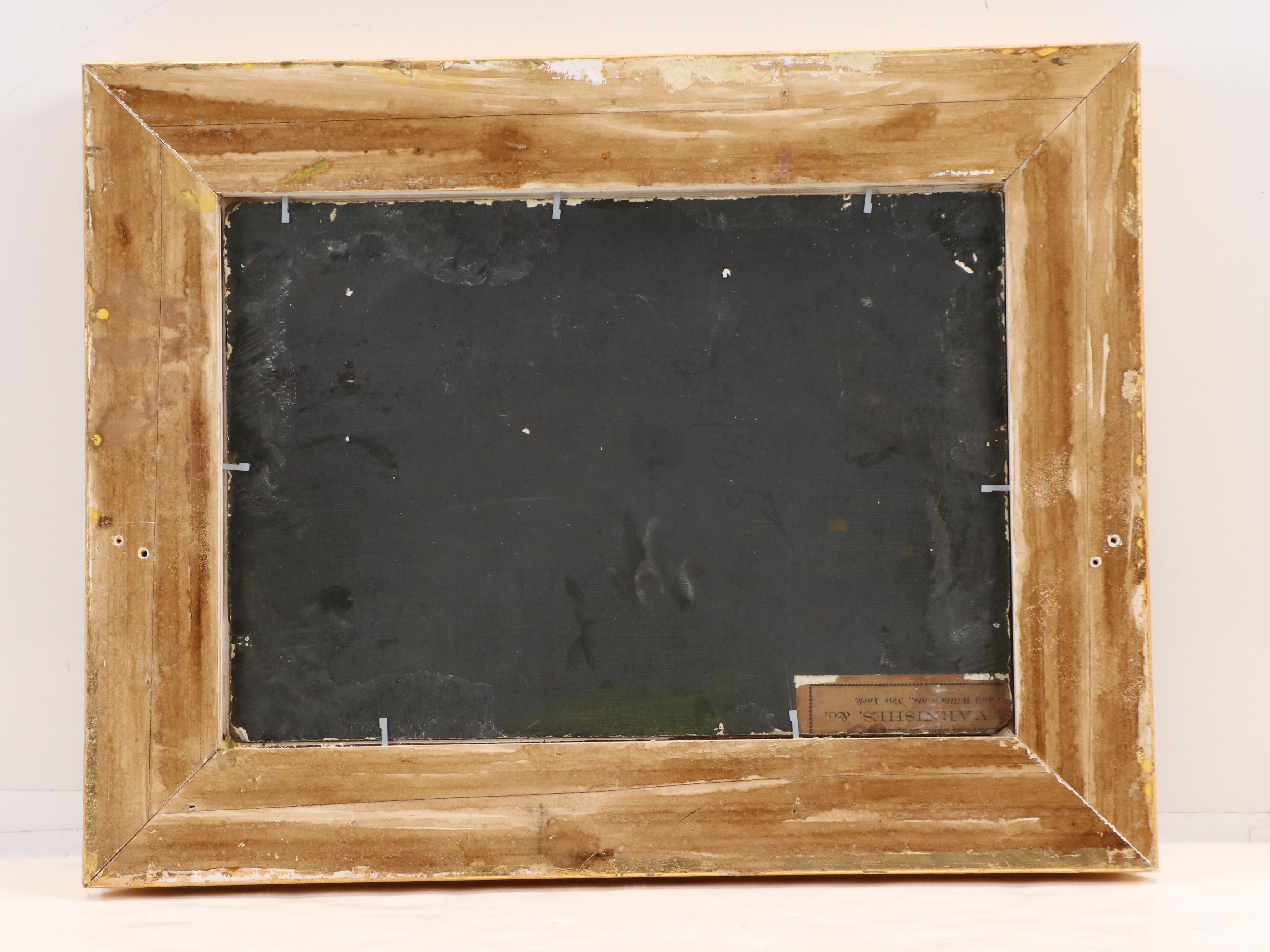 Antique Oil Painting of Countryside Landscape with Cabin at Sunset, Circa 1900