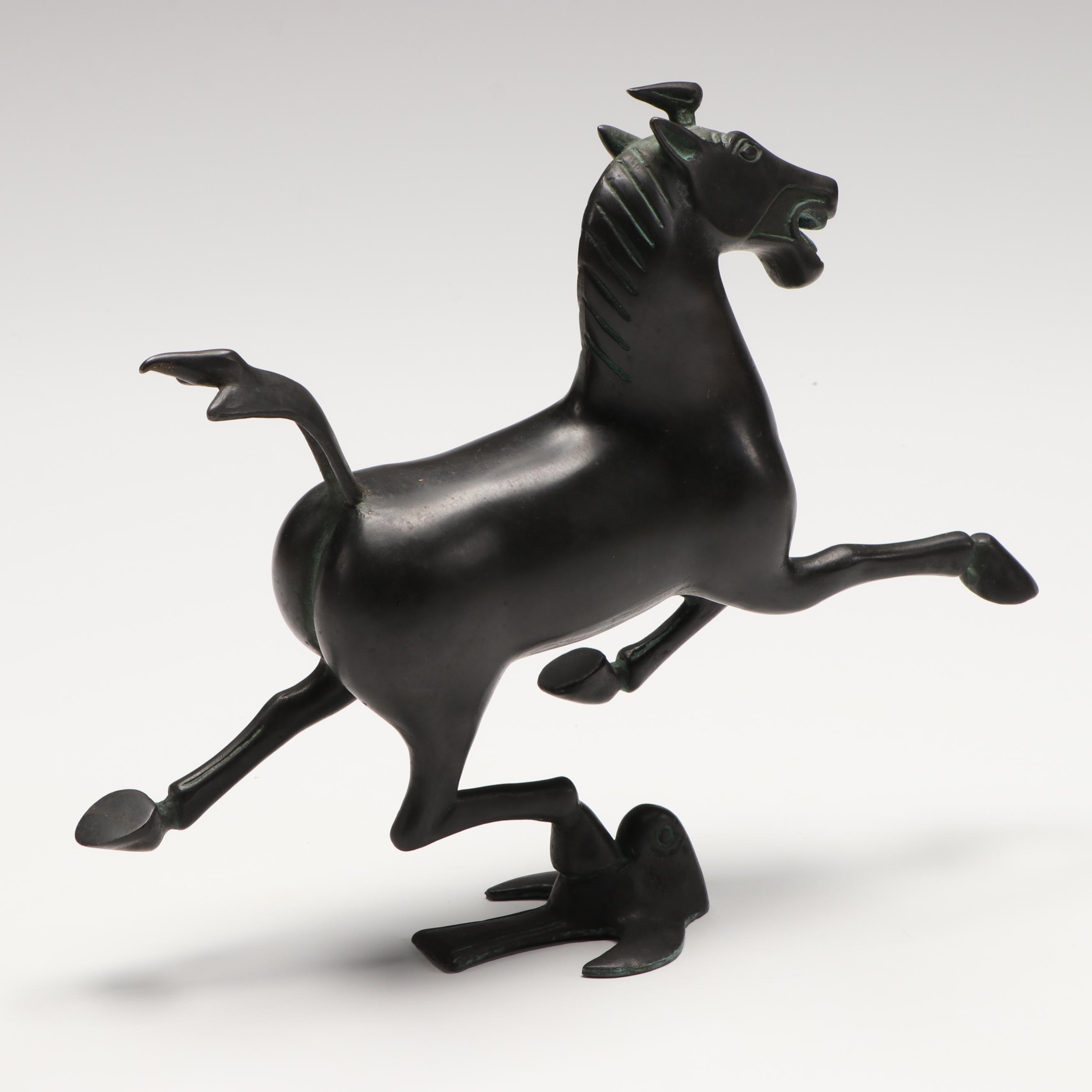 Replica "Flying Horse of Gansu" Patinated Brass Sculpture