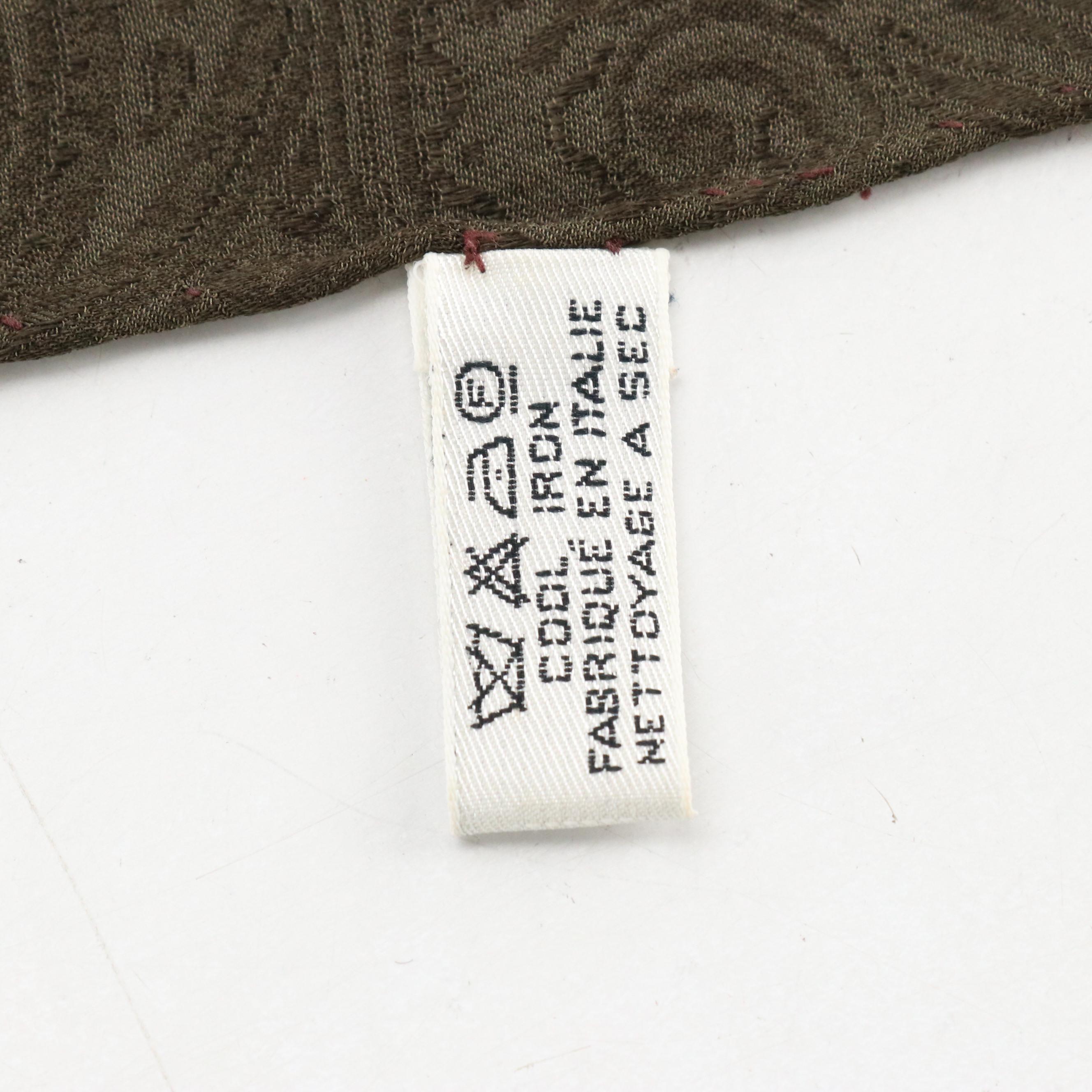 Chanel Rue Cambon Chain Motif Scarf in Olive Green Paisley Jacquard Silk