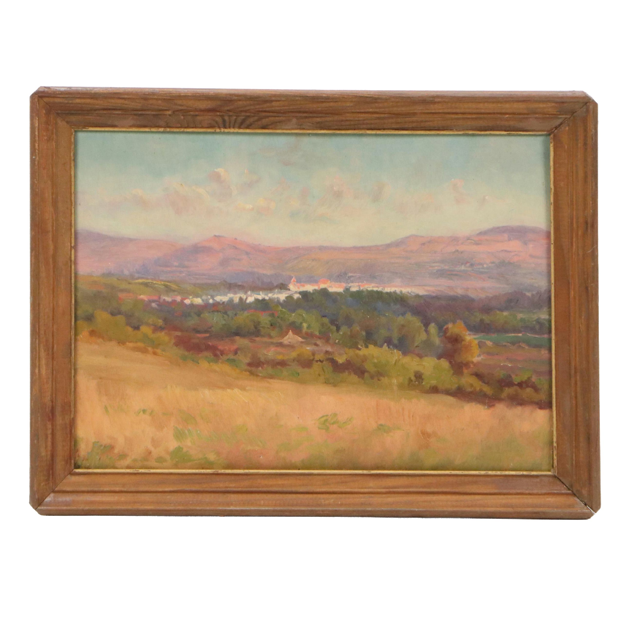 Jeanne Reimbolte Mountainous Landscape Oil Painting, Early 20th Century