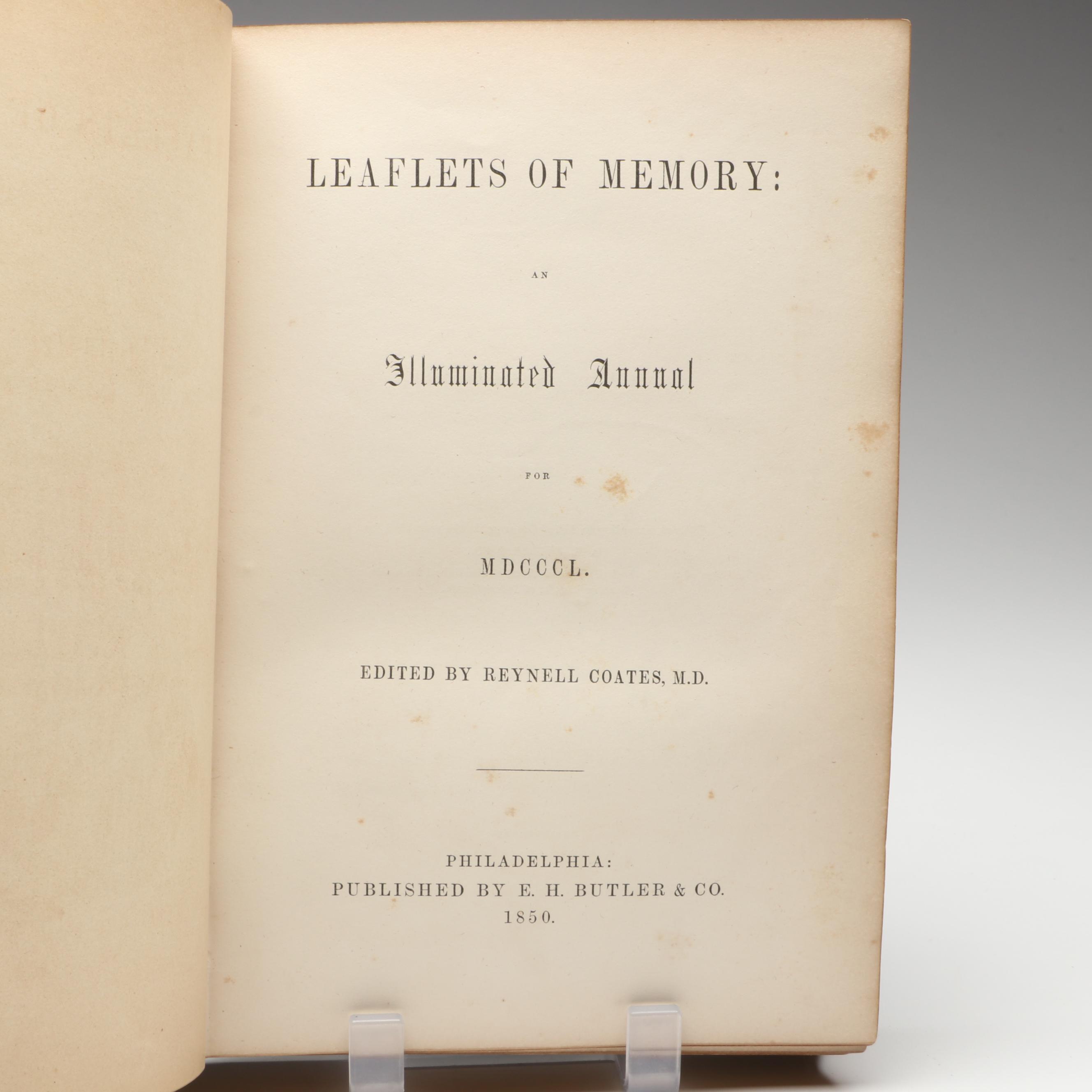"Leaflets of Memory" Illuminated Annual by Reynell Coates, 1850