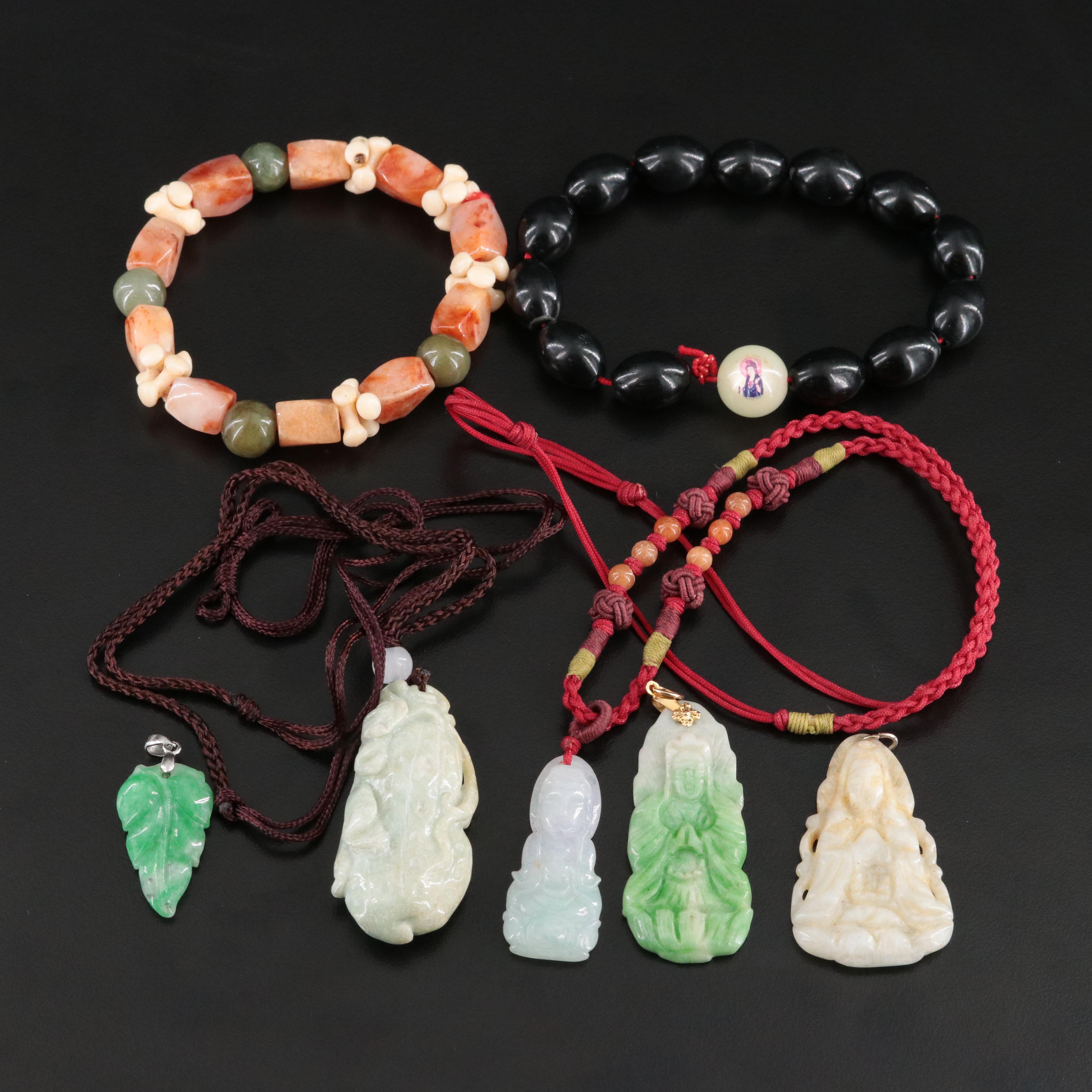 Jadeite Pendants, Necklace and Bracelets