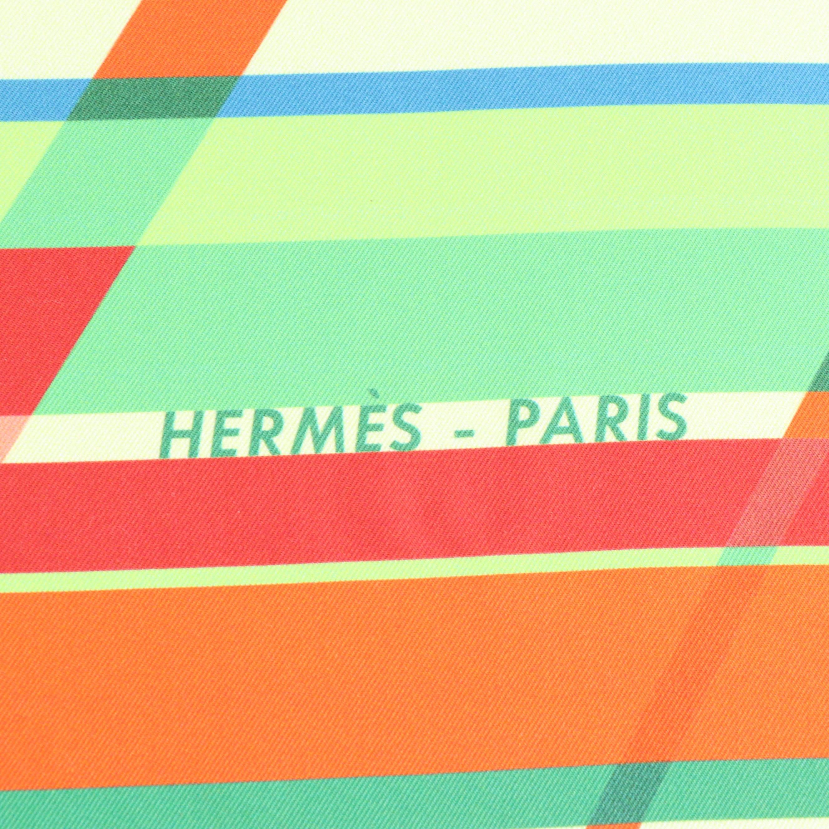 Hermès "Photo Finish" Multicolor Silk Twill Scarf 90
