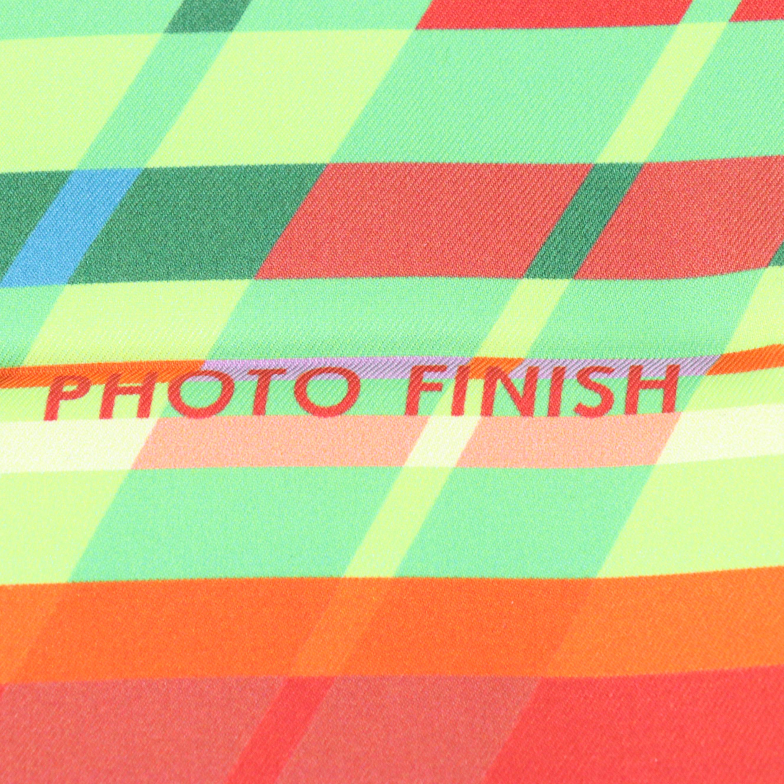 Hermès "Photo Finish" Multicolor Silk Twill Scarf 90
