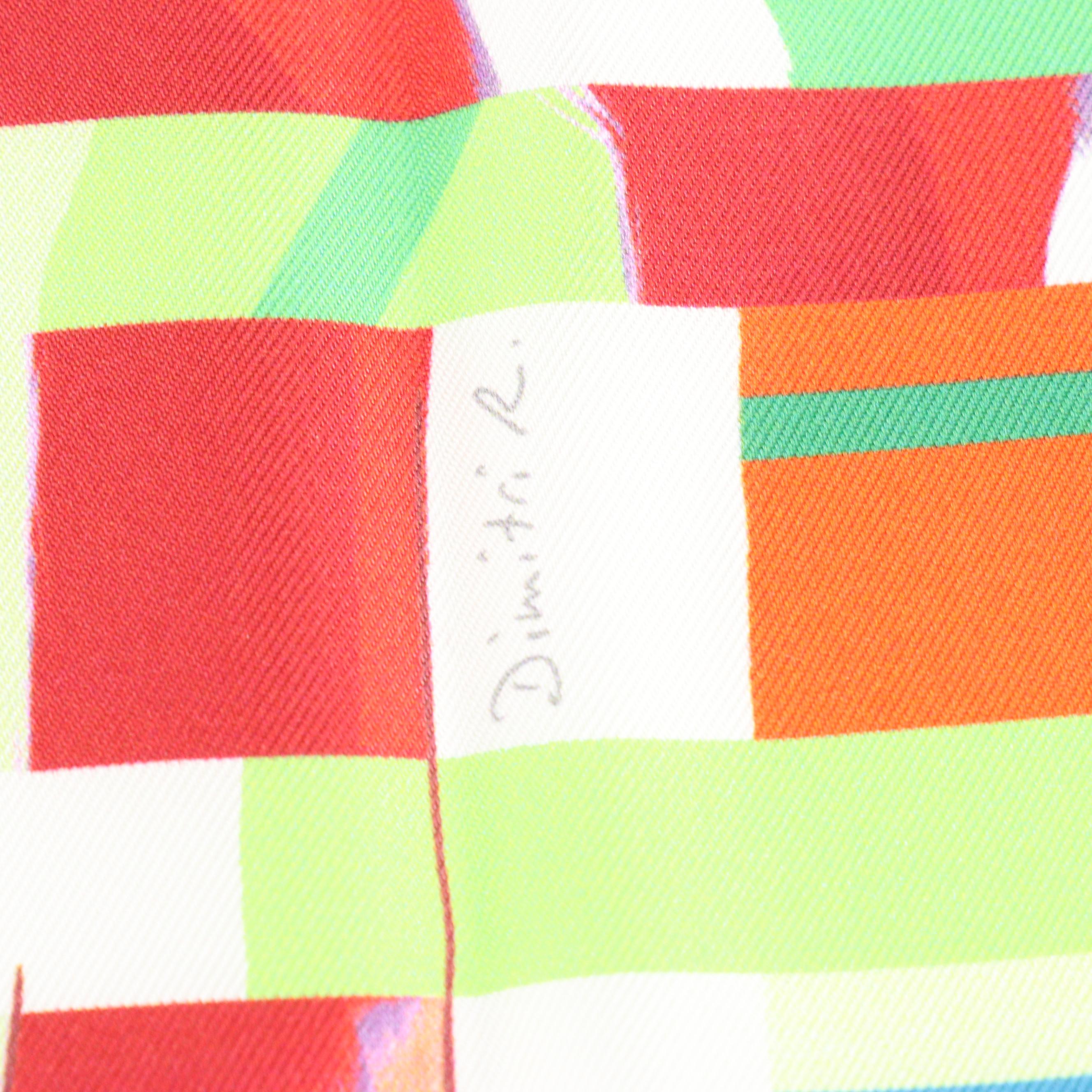 Hermès "Photo Finish" Multicolor Silk Twill Scarf 90