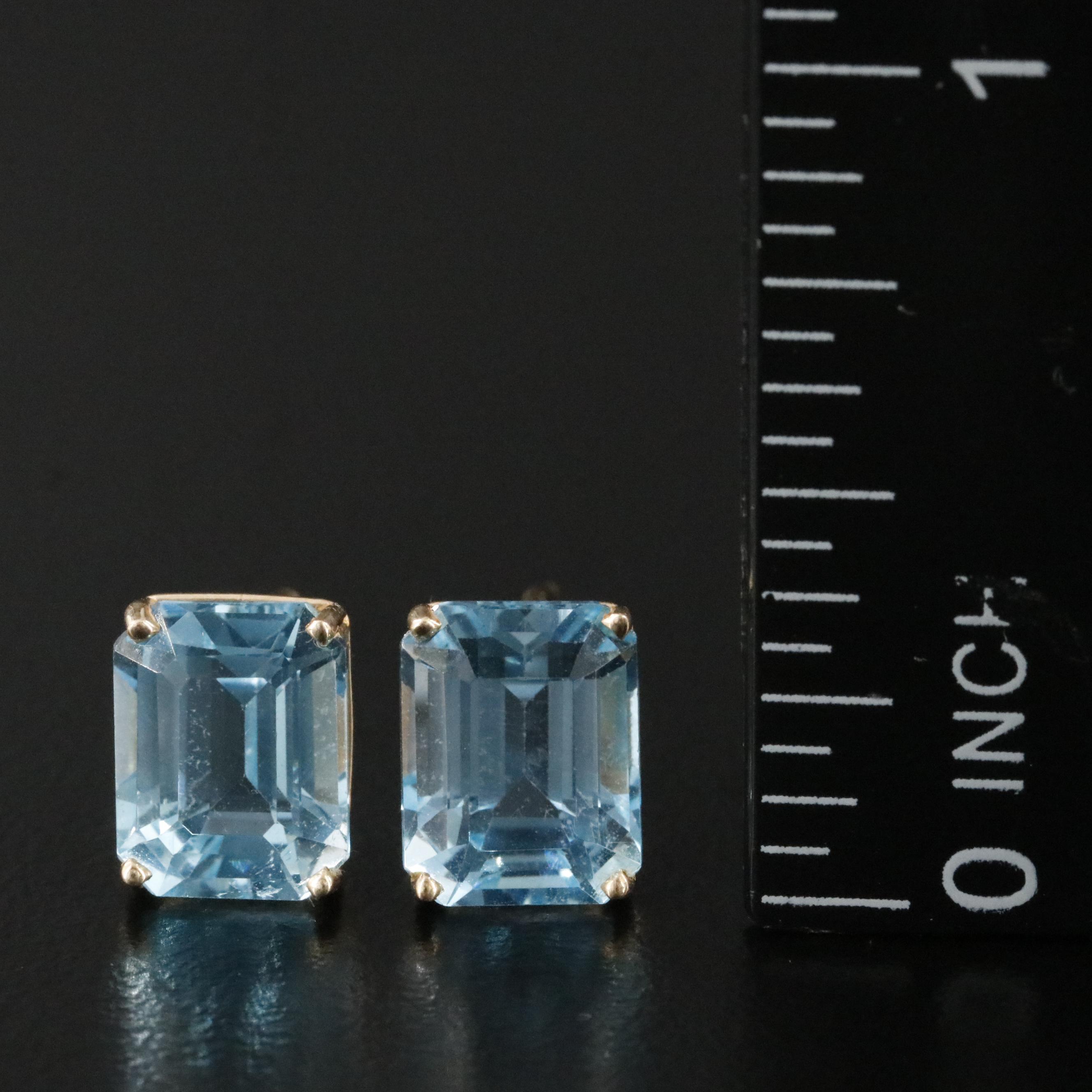 14K Blue Topaz Earrings