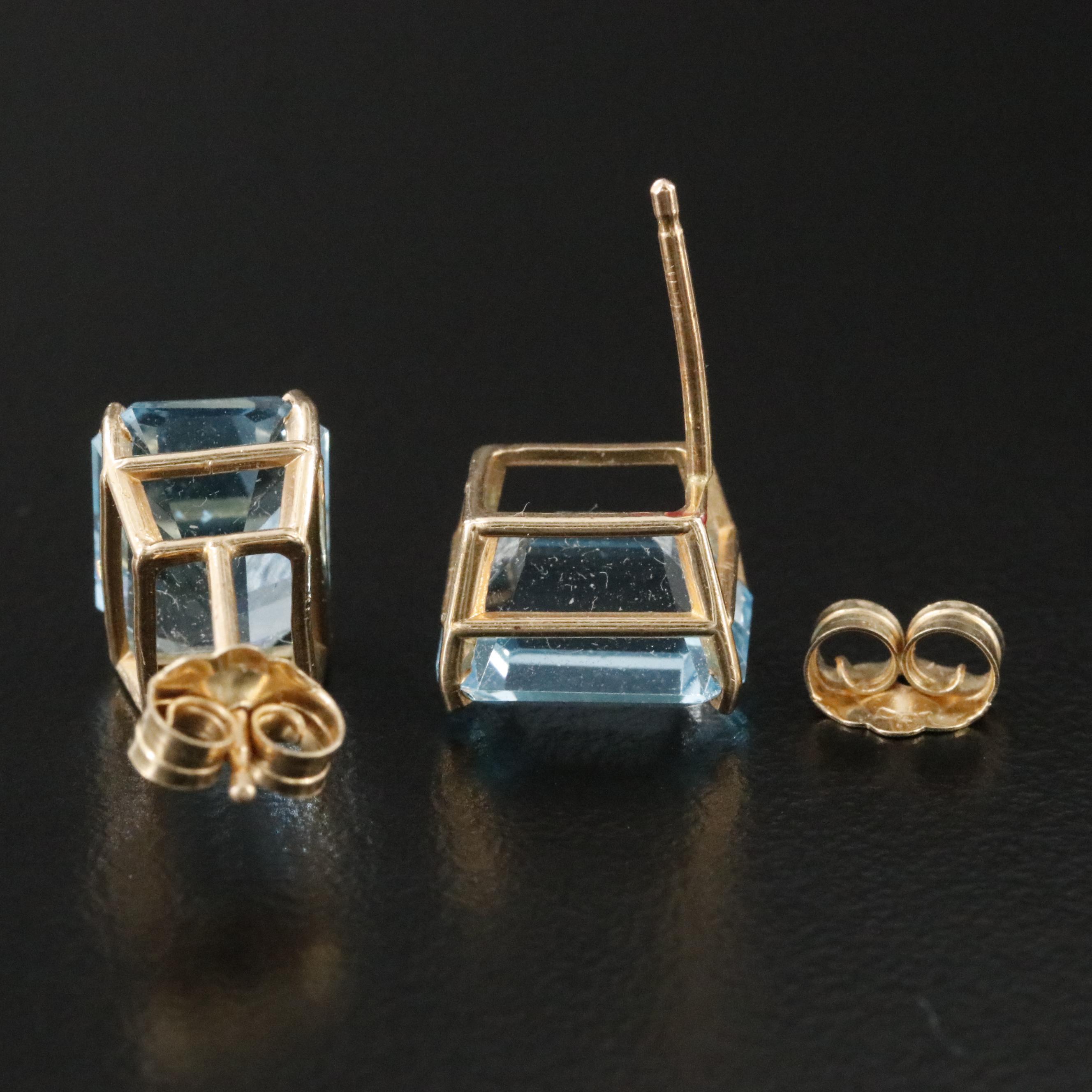 14K Blue Topaz Earrings