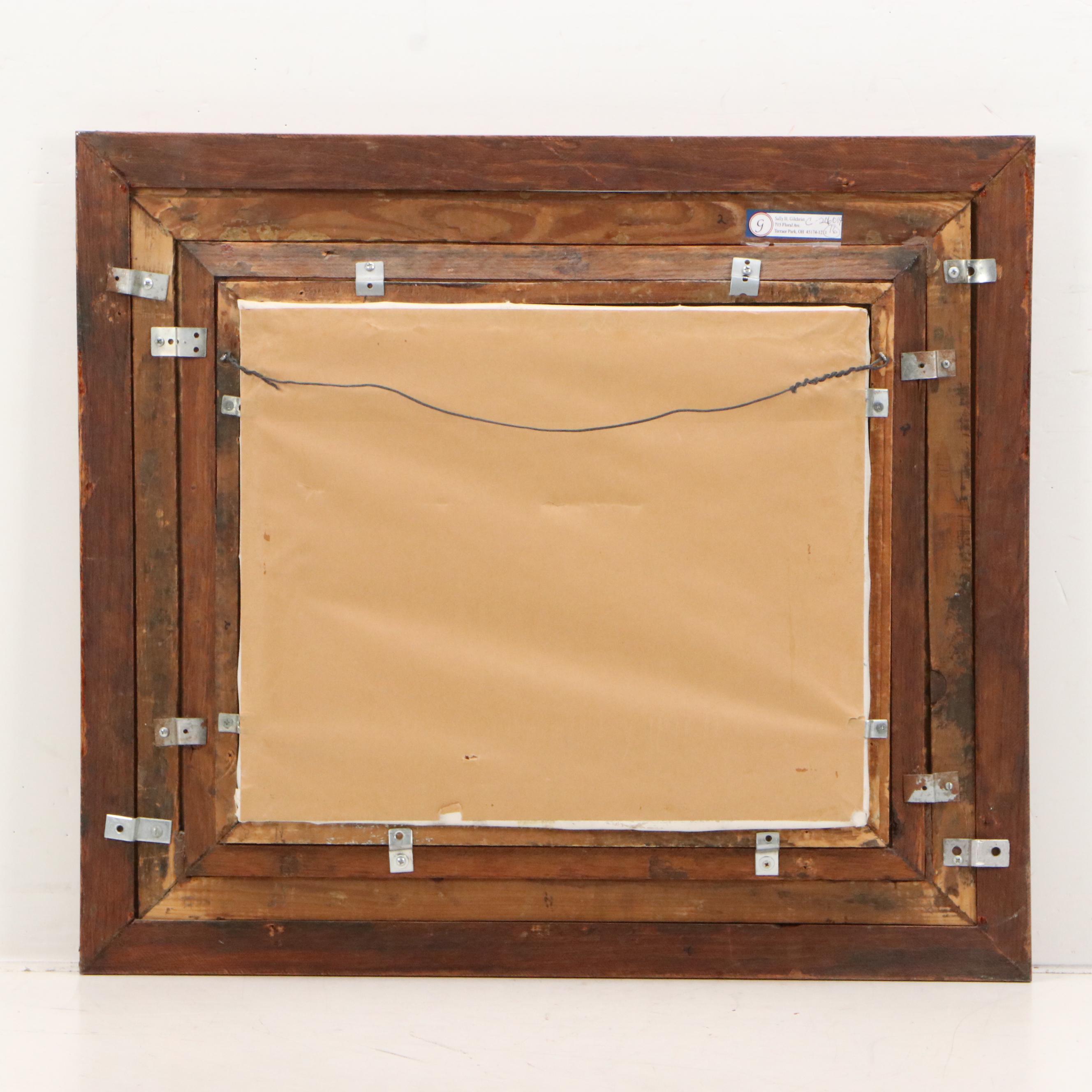 Oil Painting of Cabin in Snow, Mid-20th Century