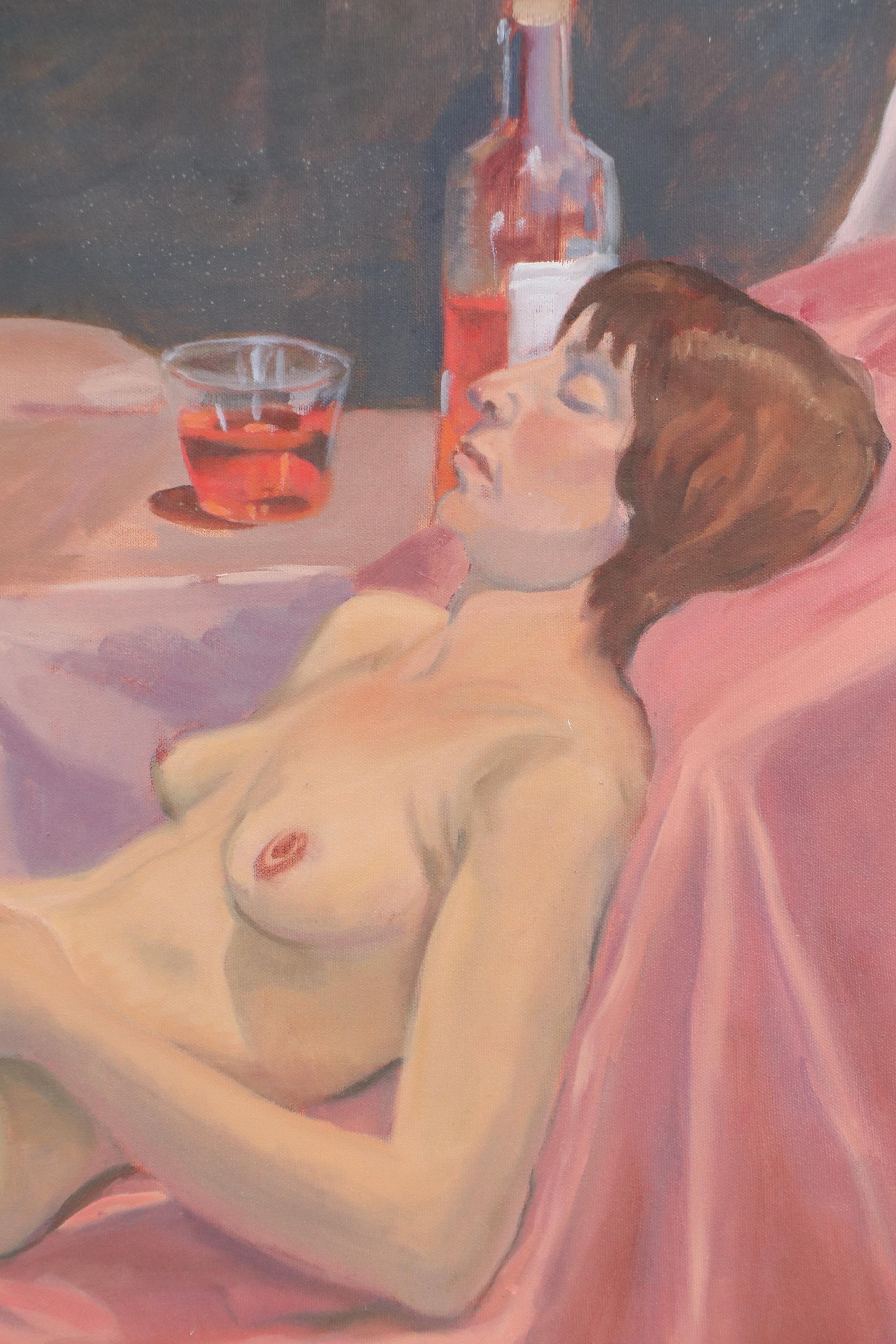 Victoria Jensen Figurative Oil Painting of Reclining Nude in Repose