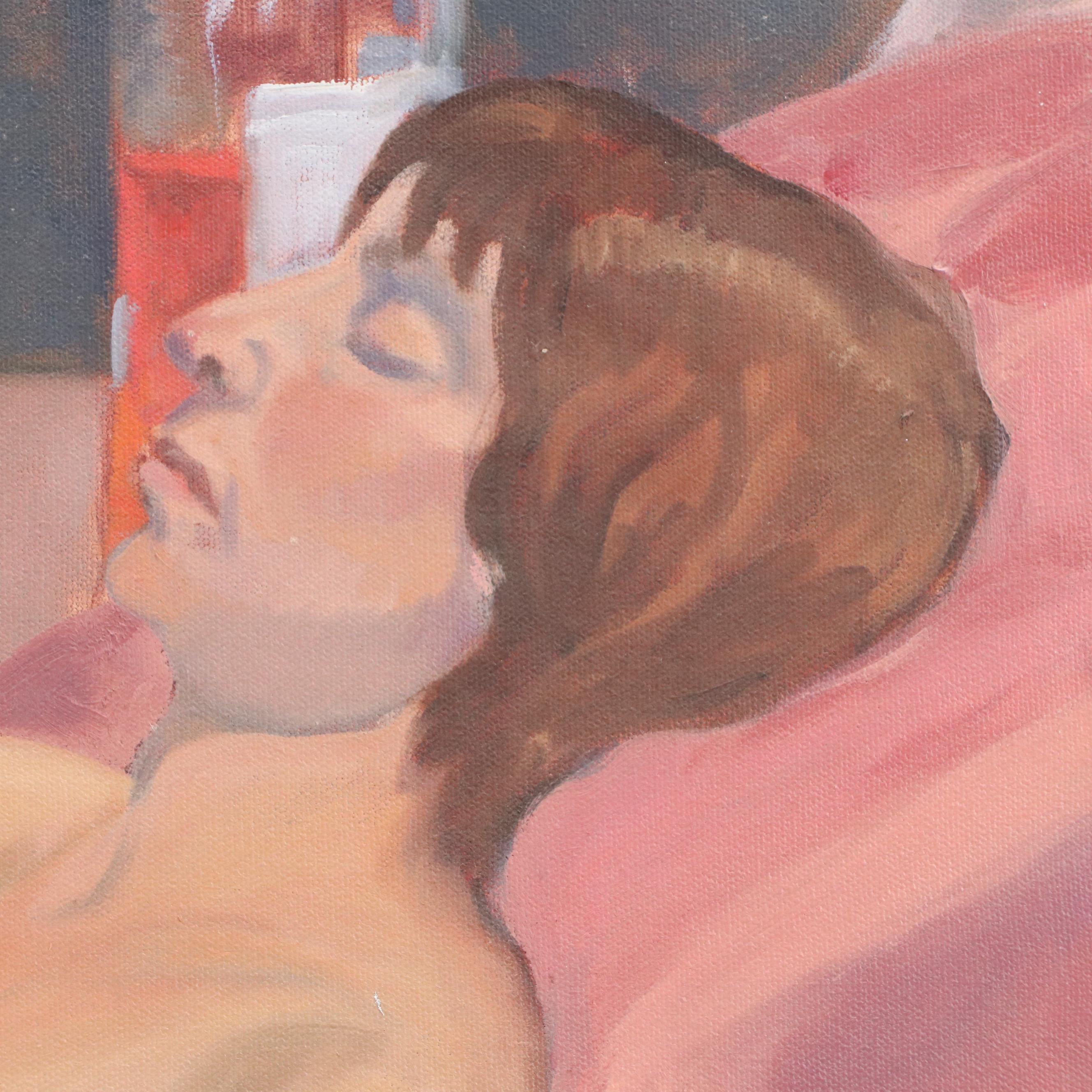 Victoria Jensen Figurative Oil Painting of Reclining Nude in Repose