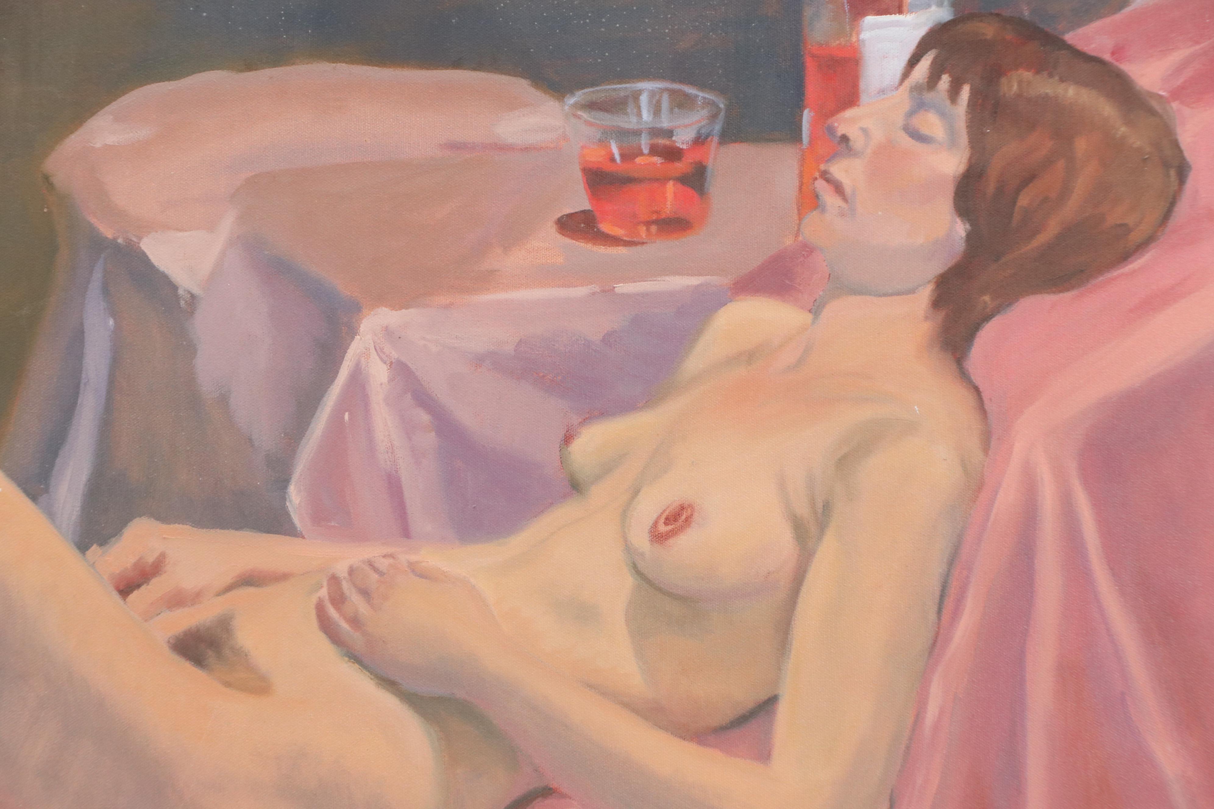 Victoria Jensen Figurative Oil Painting of Reclining Nude in Repose
