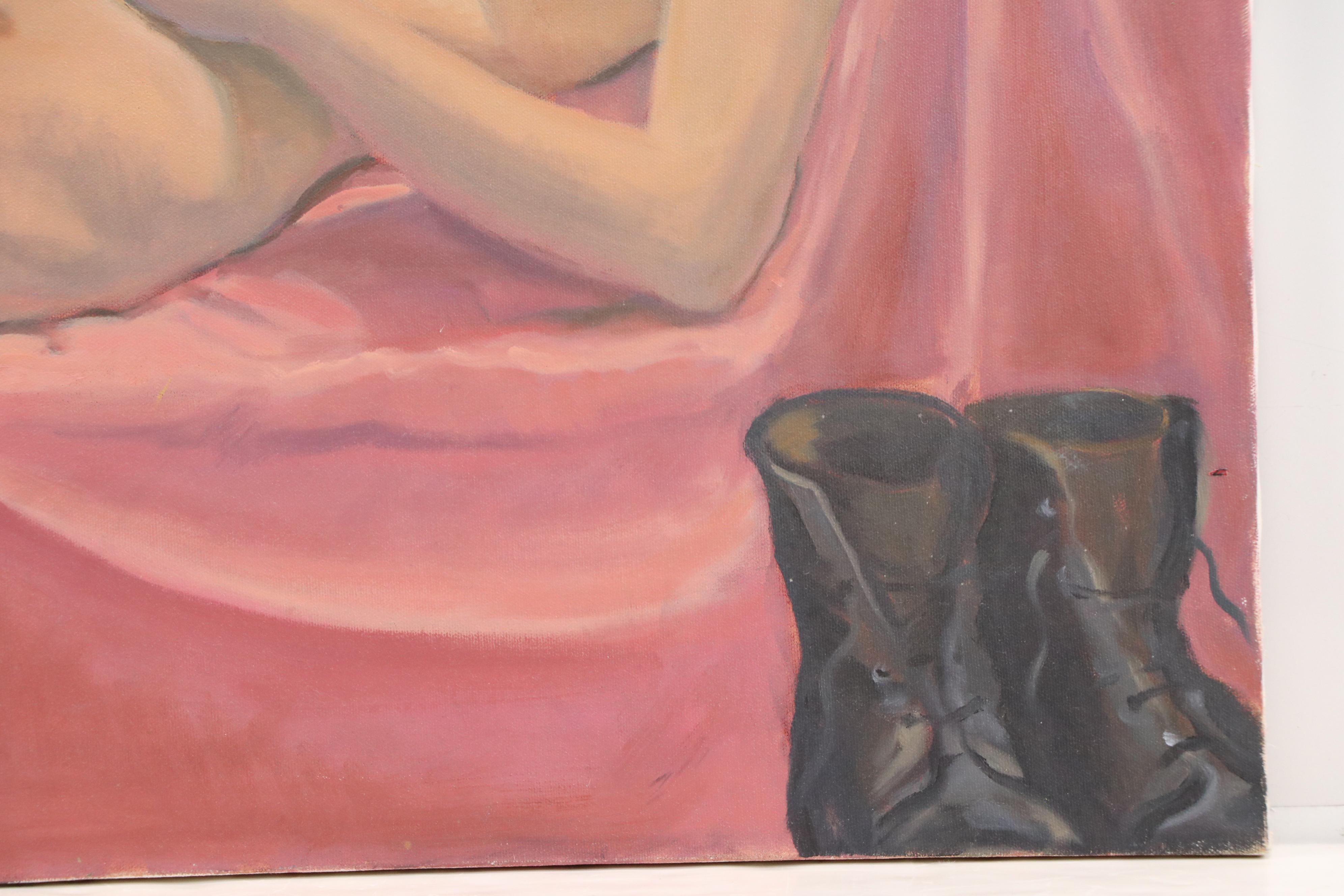 Victoria Jensen Figurative Oil Painting of Reclining Nude in Repose