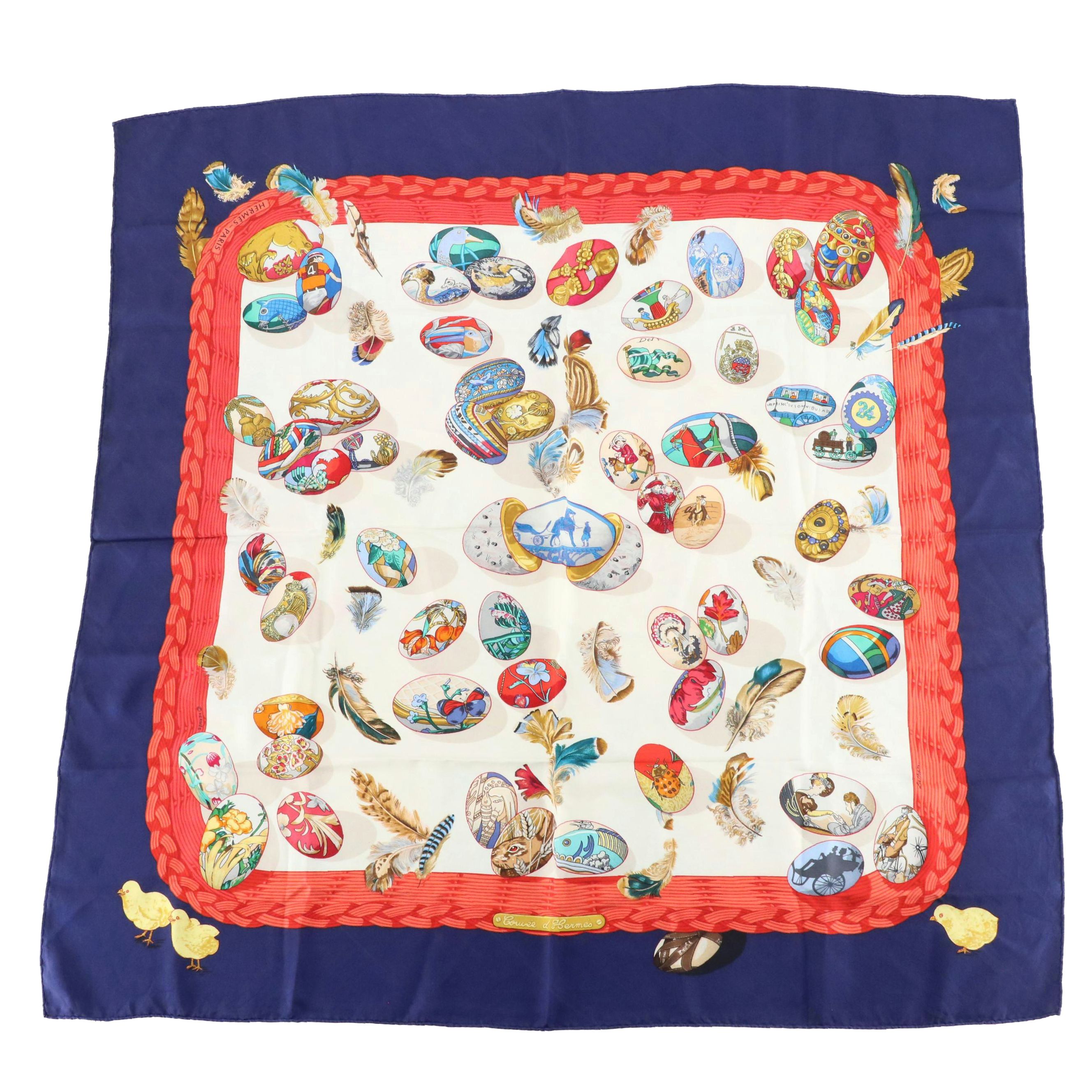 Hermès "Couvée d'Hermès" Silk Twill Scarf 90