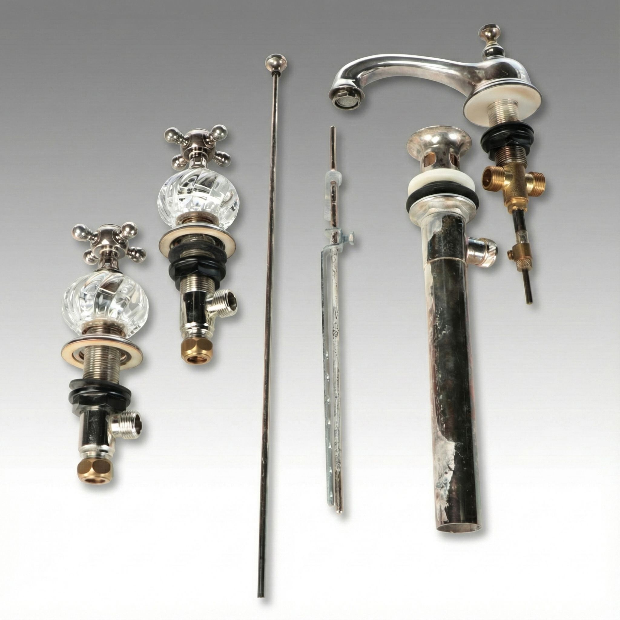 Baccarat Bambous Crystal and Nickel Bathroom Basin Set