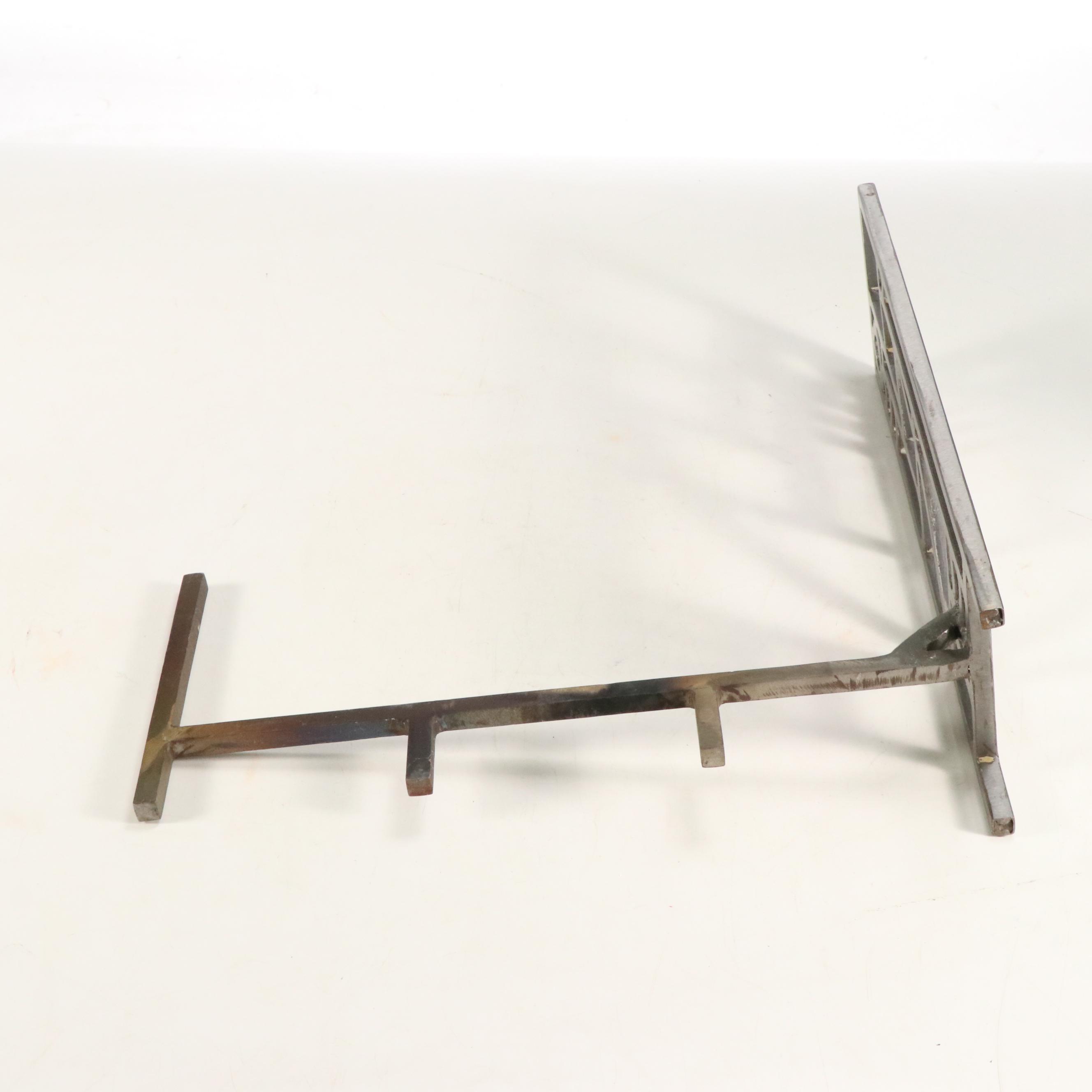 Modernist Brushed Metal Fireplace Andirons, Manner of Robert Sonneman