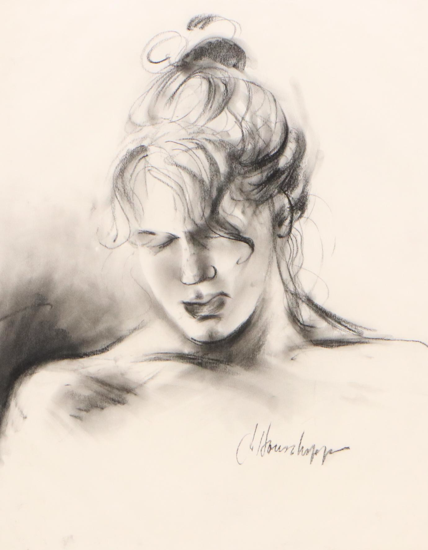 Joanne Honschopp Female Portrait Drawing, 21st Century