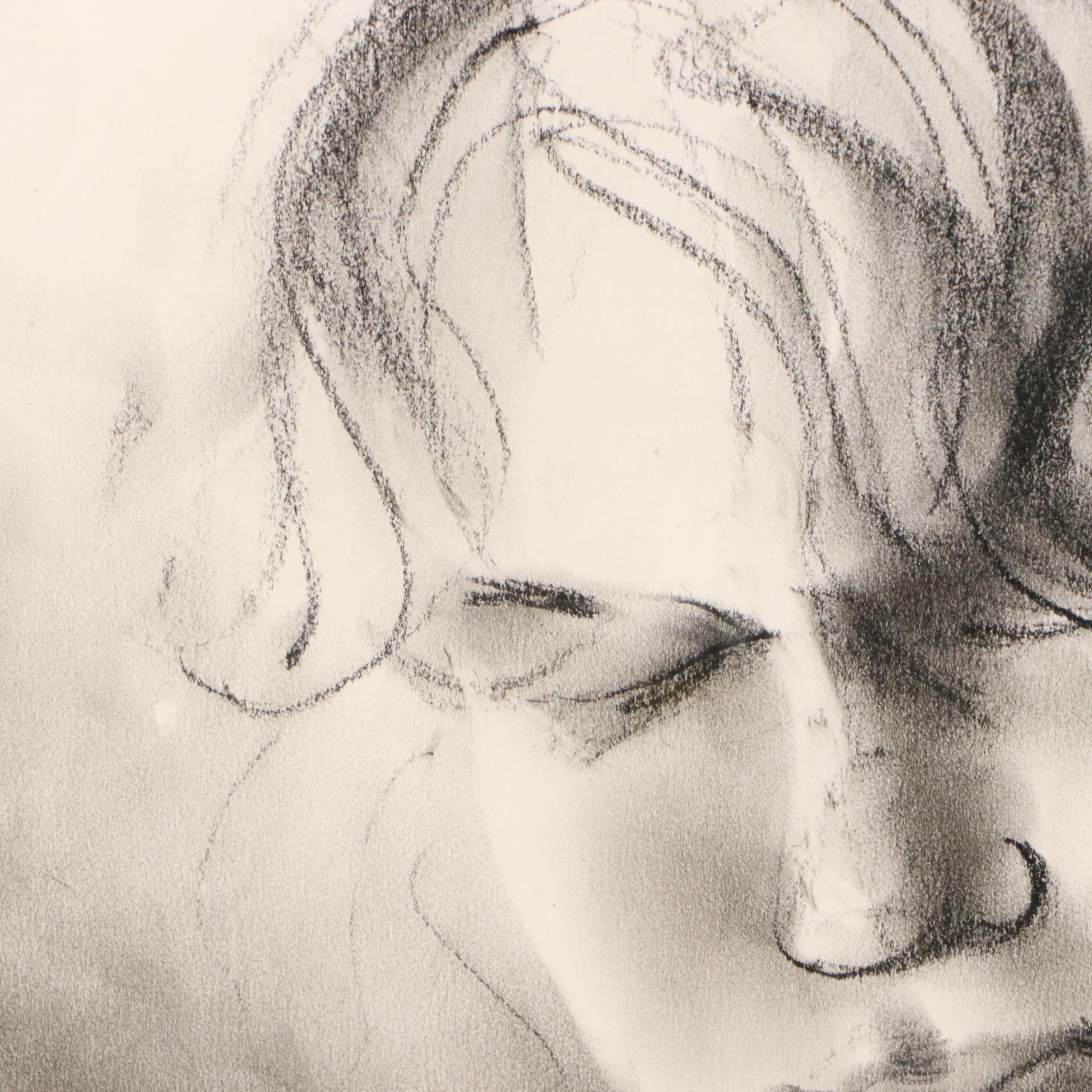 Joanne Honschopp Female Portrait Drawing, 21st Century