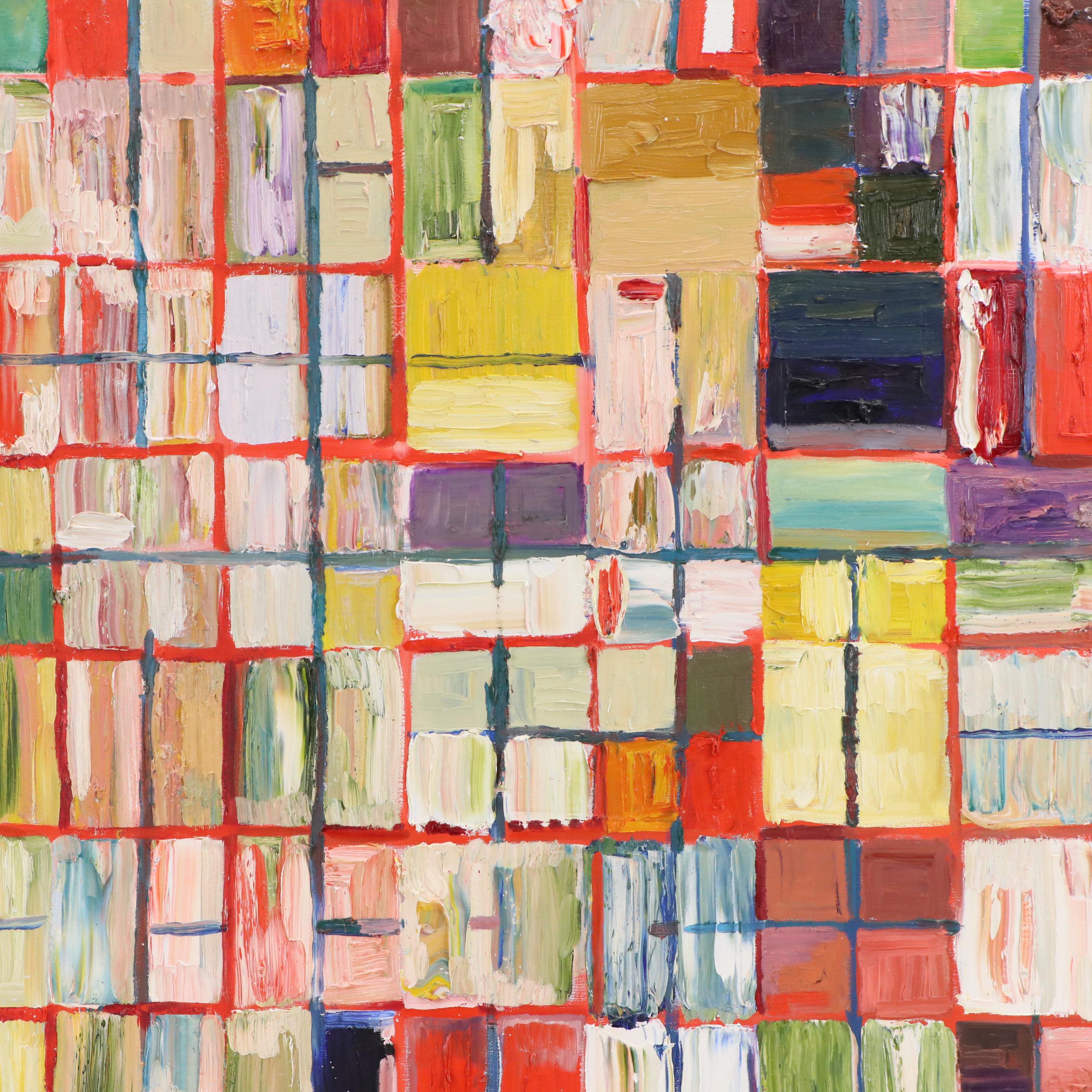 Mauri Moskowitz Abstract Geometric Oil Painting