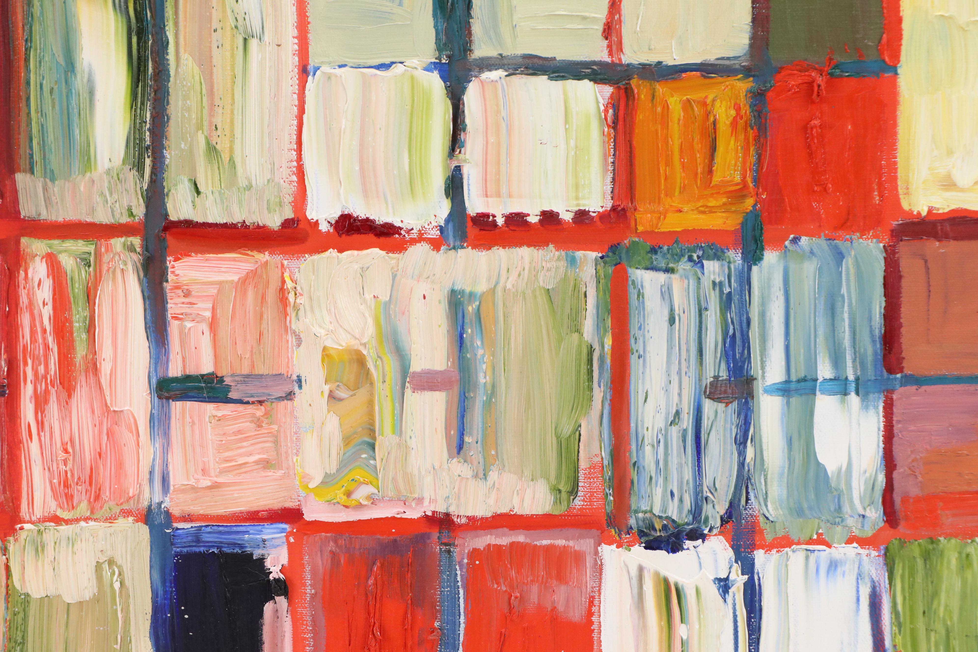 Mauri Moskowitz Abstract Geometric Oil Painting